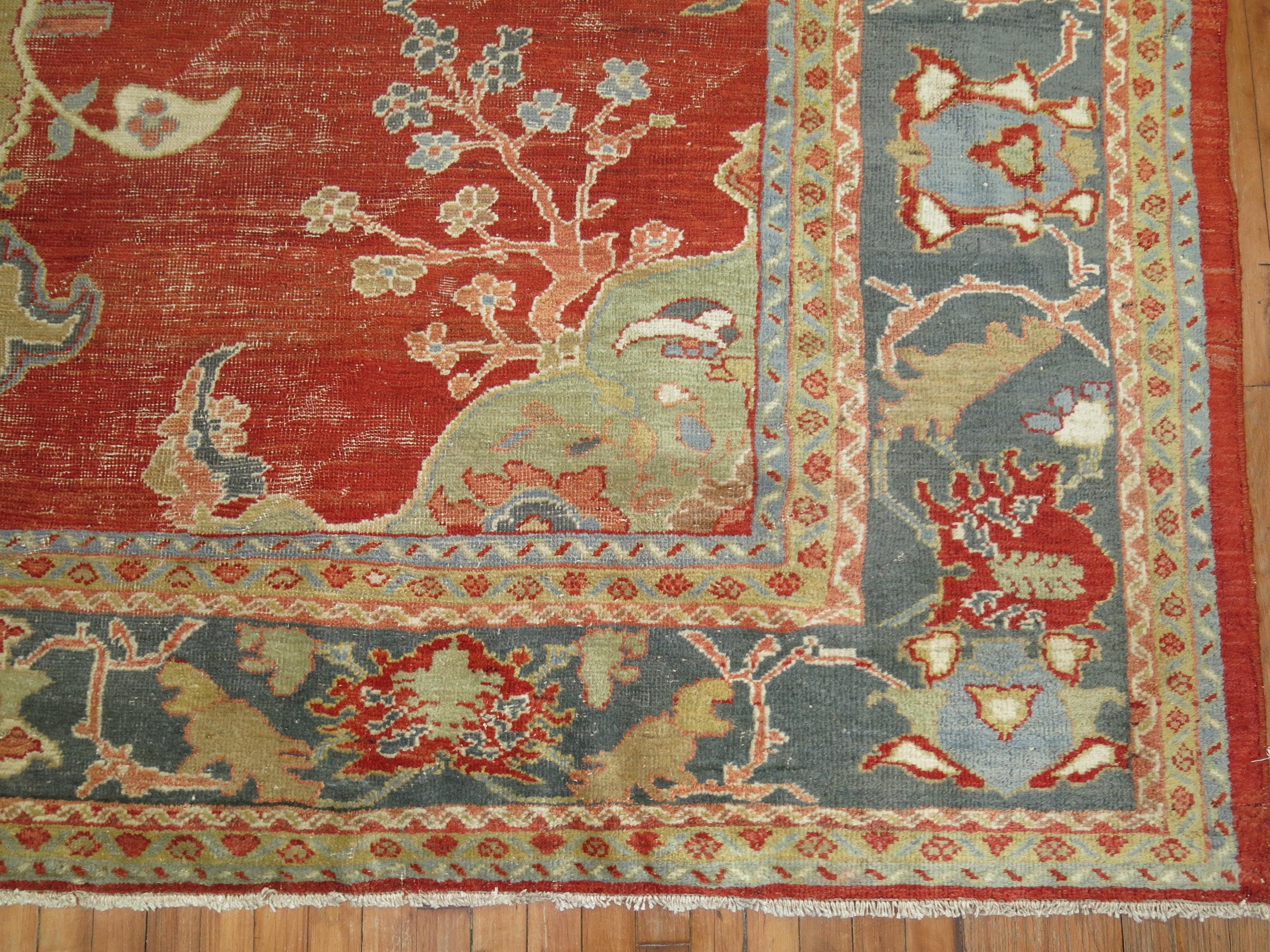 Persian Zabihi Collection Worn Antique Ziegler Mahal Rug For Sale
