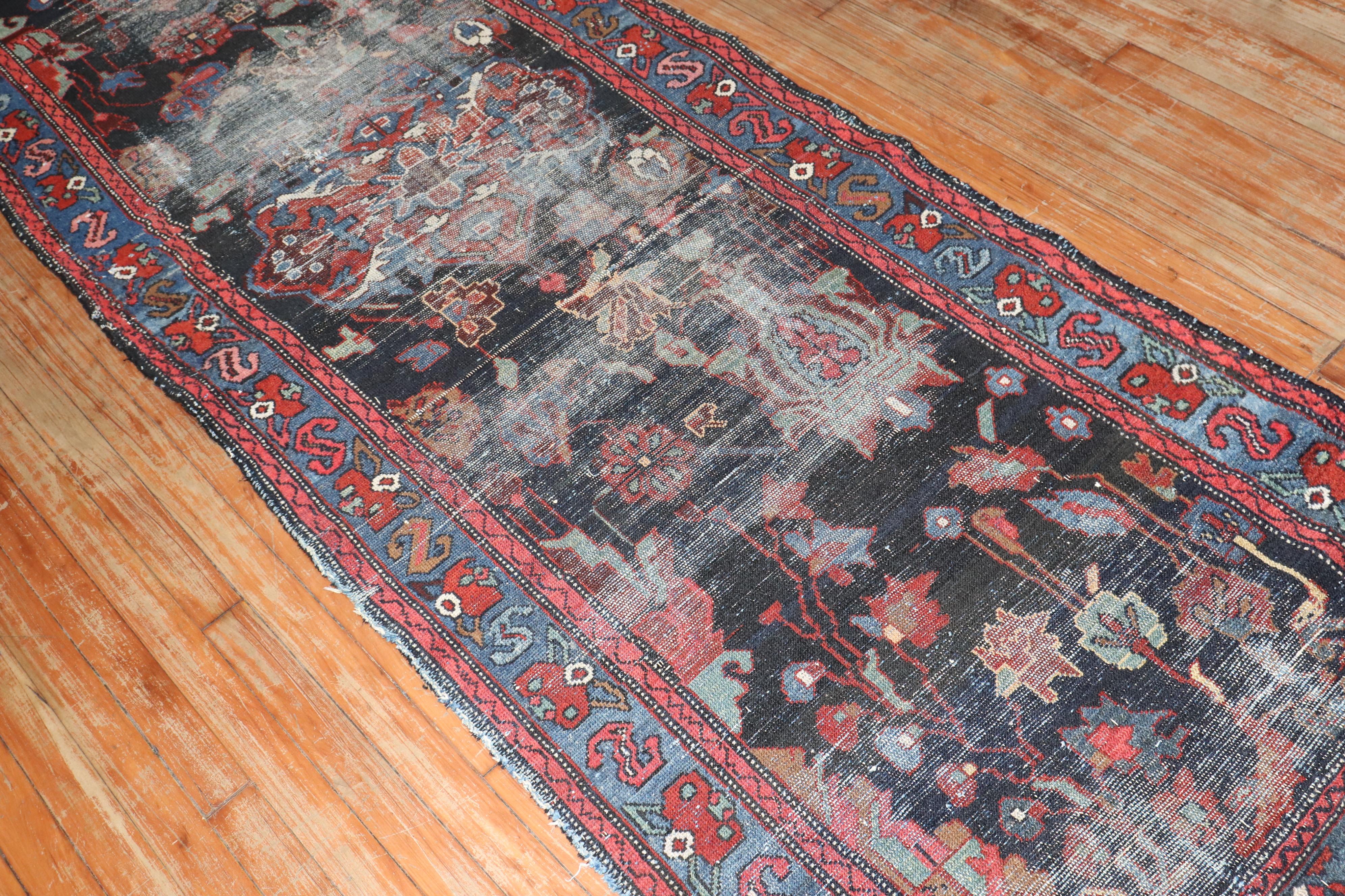 Zabihi Collection Worn Distressed Persian Runner For Sale 3