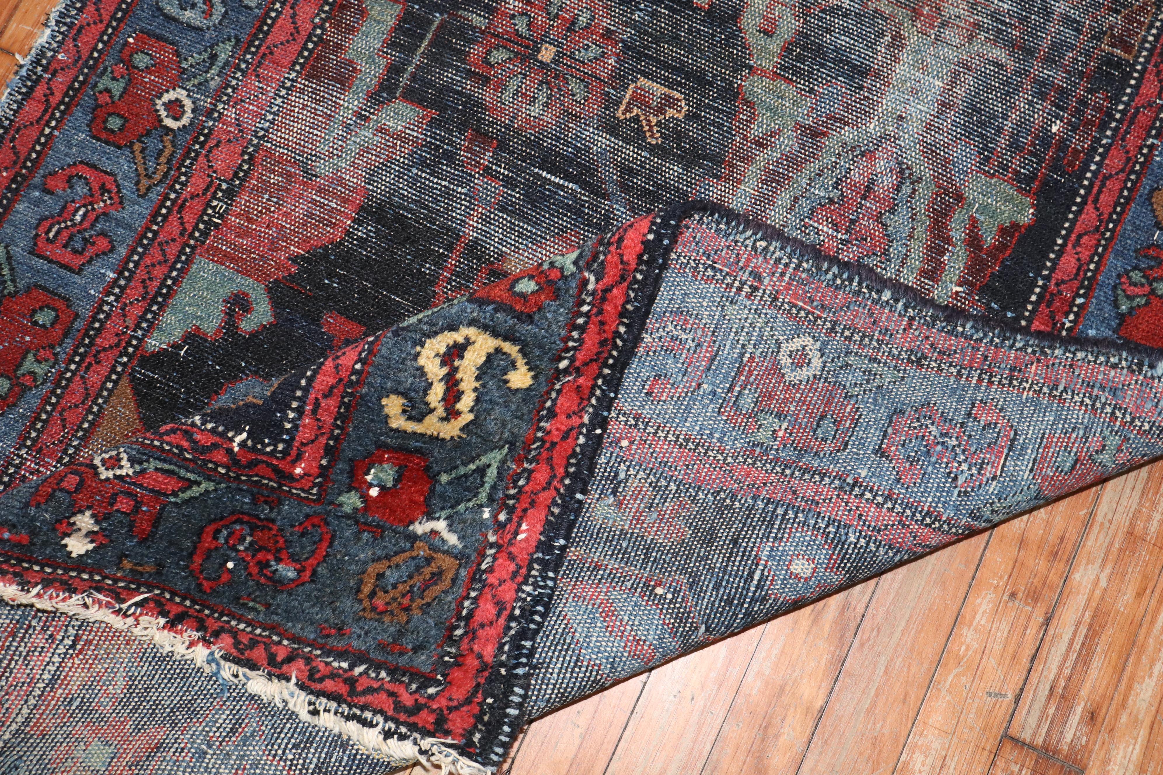 Zabihi Collection Worn Distressed Persian Runner In Distressed Condition For Sale In New York, NY