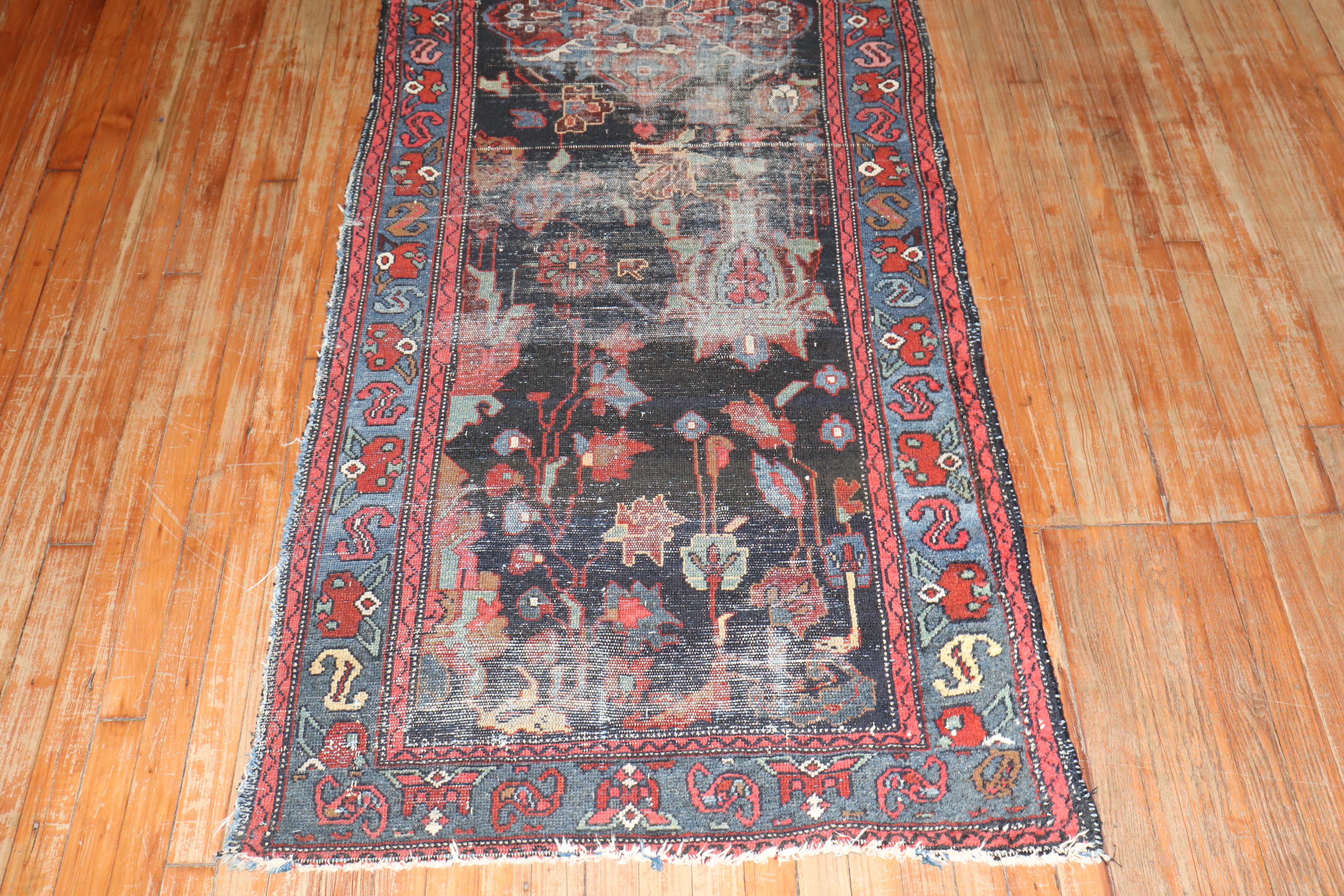 Zabihi Collection Worn Distressed Persian Runner For Sale 1