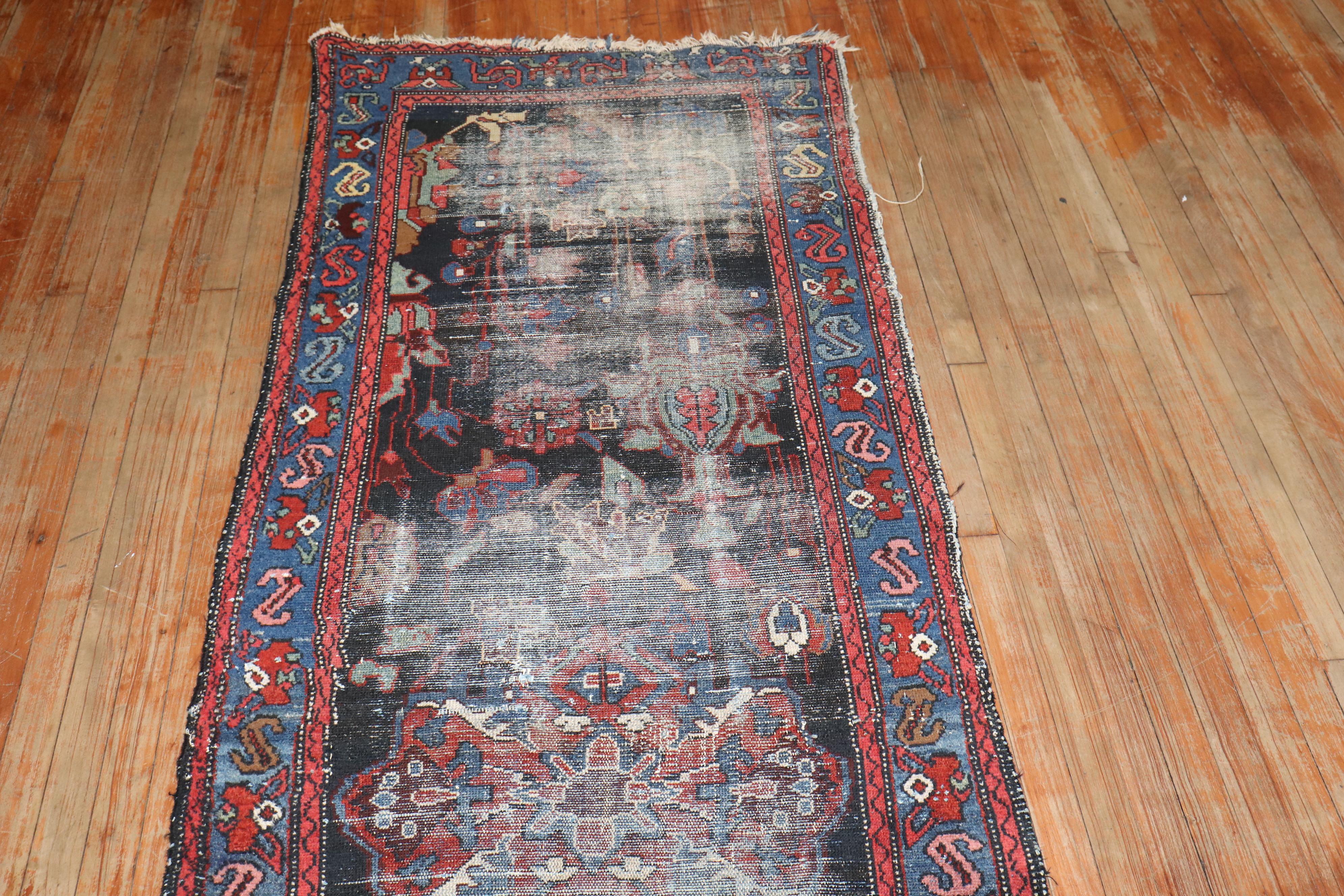 Zabihi Collection Worn Distressed Persian Runner For Sale 2
