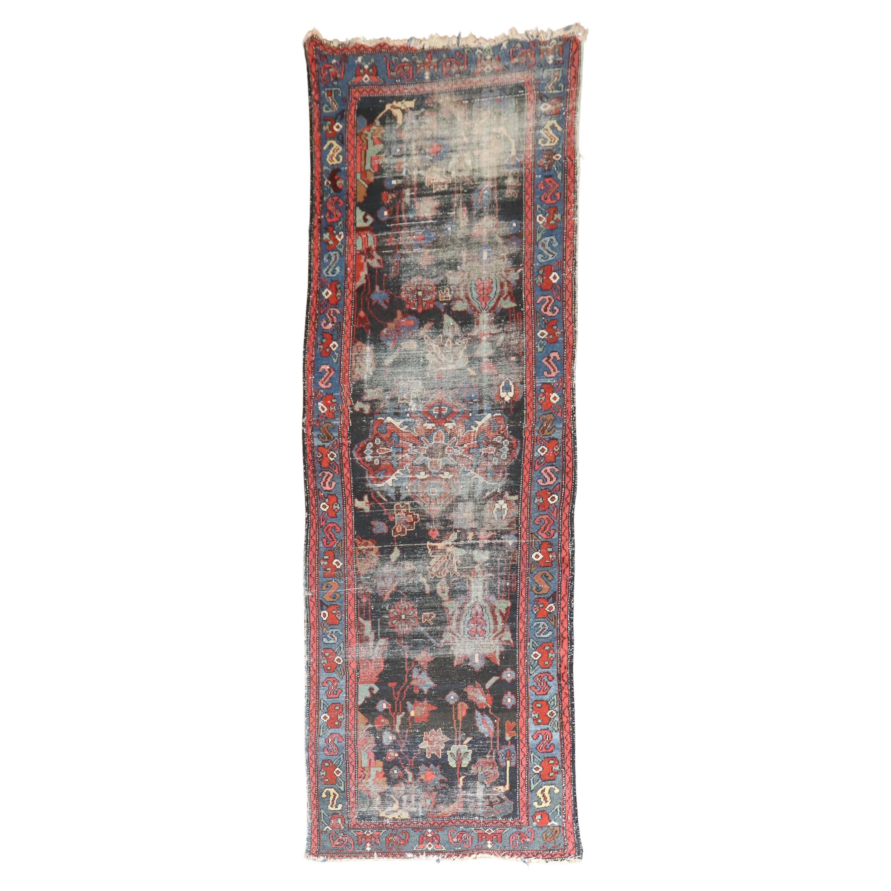 Zabihi Collection Worn Distressed Persian Runner For Sale