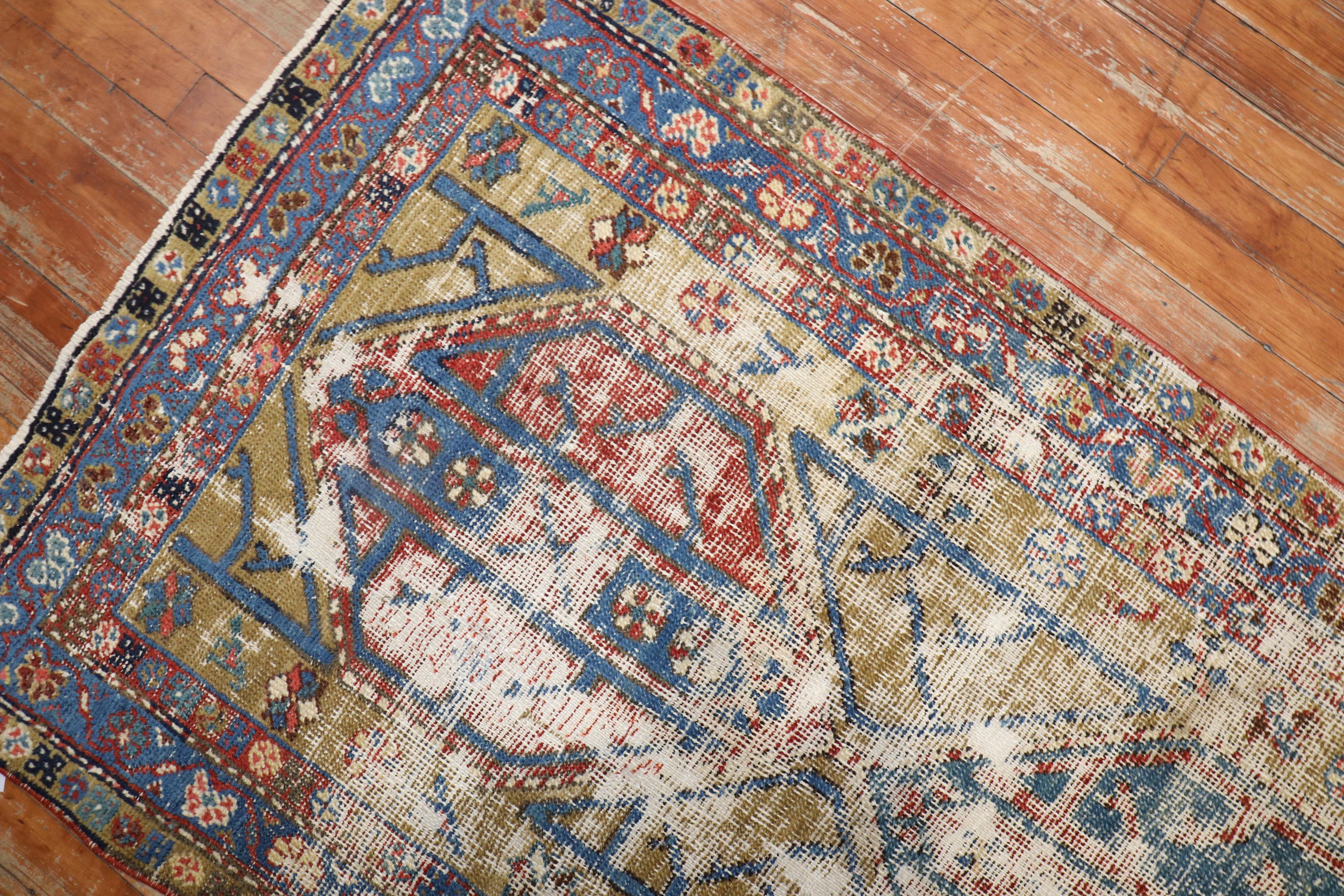 Zabihi Collection Worn Distressed Tribal Persian Runner In Distressed Condition For Sale In New York, NY