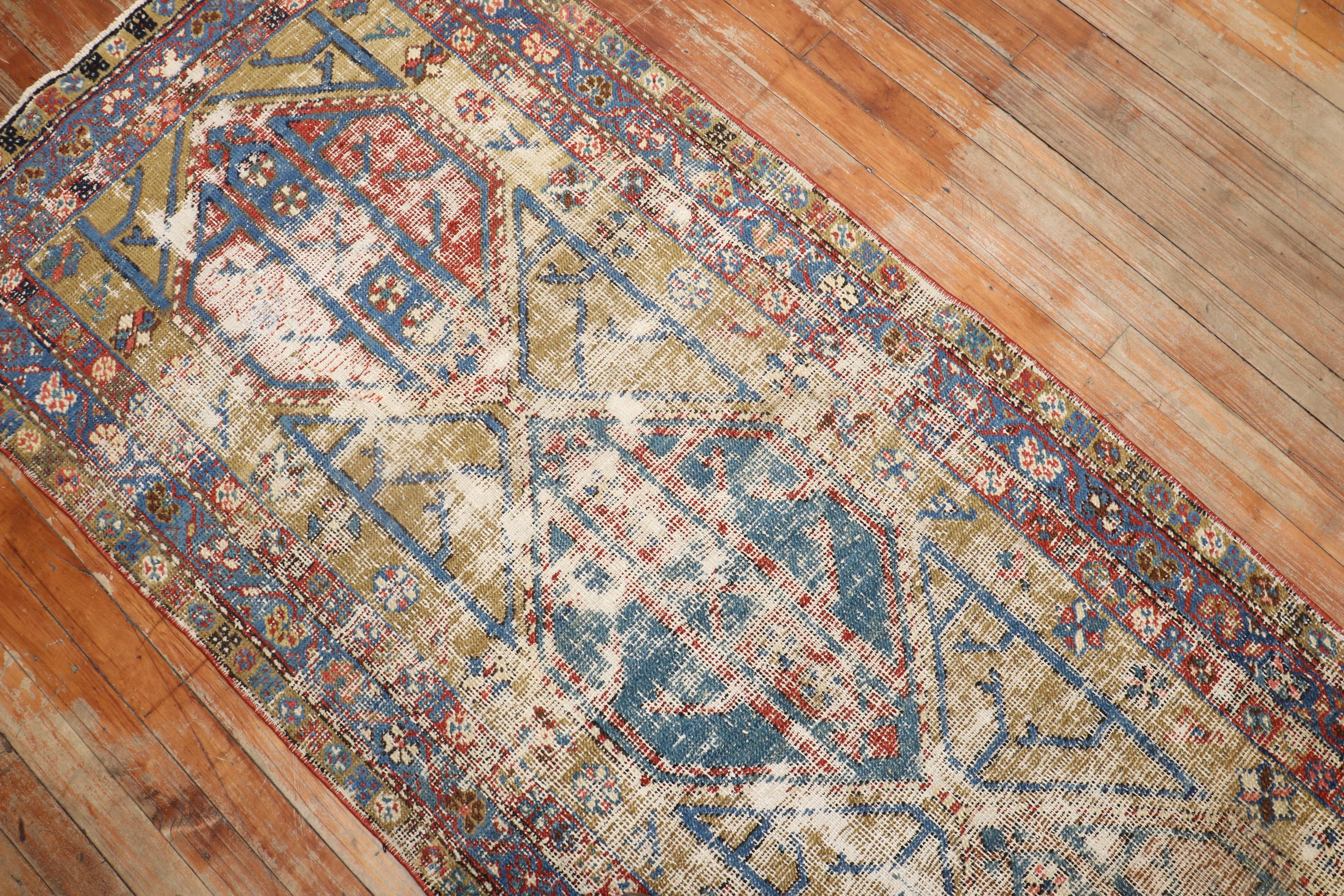20th Century Zabihi Collection Worn Distressed Tribal Persian Runner For Sale