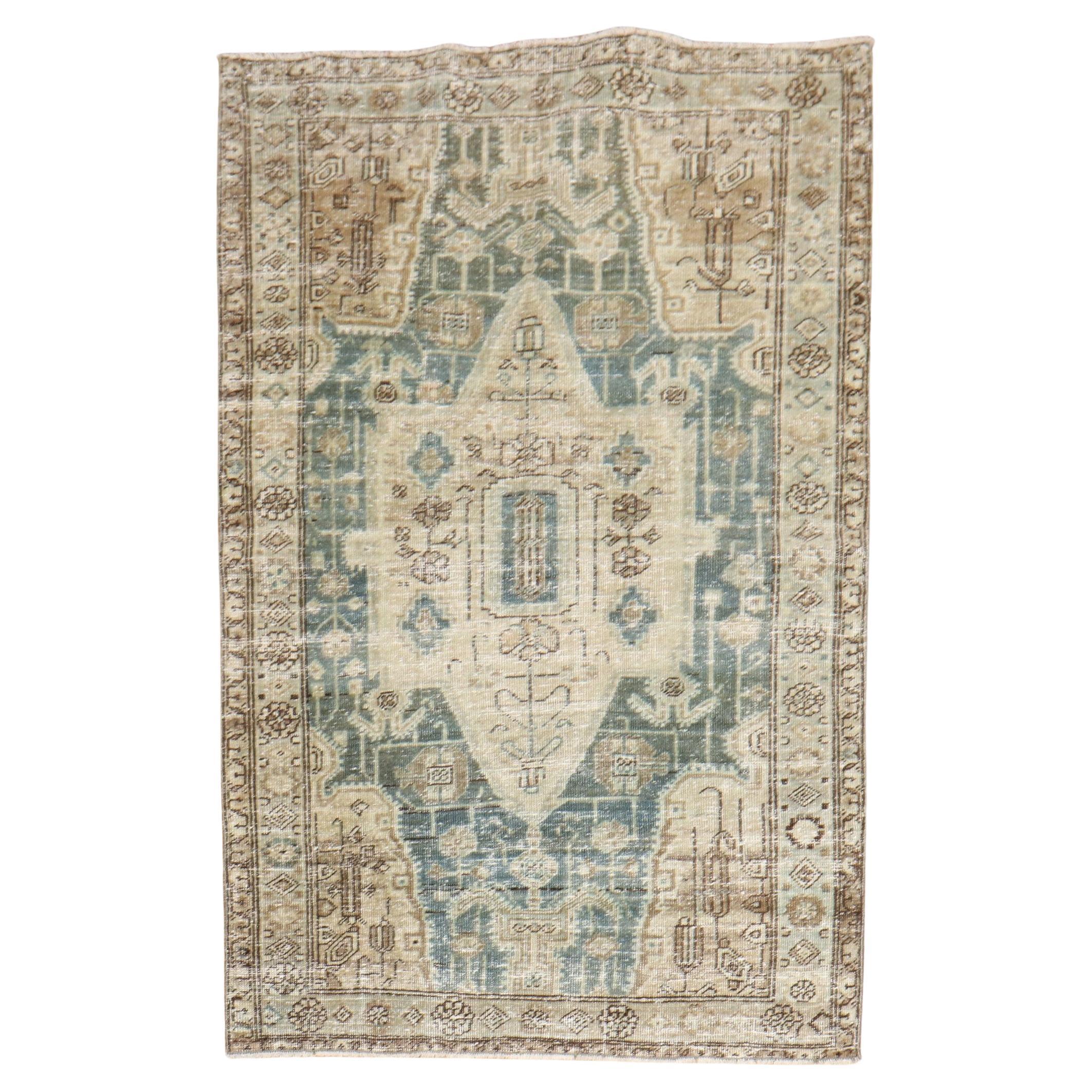 Zabihi Collection Worn Green Persian Scatter Size Rug