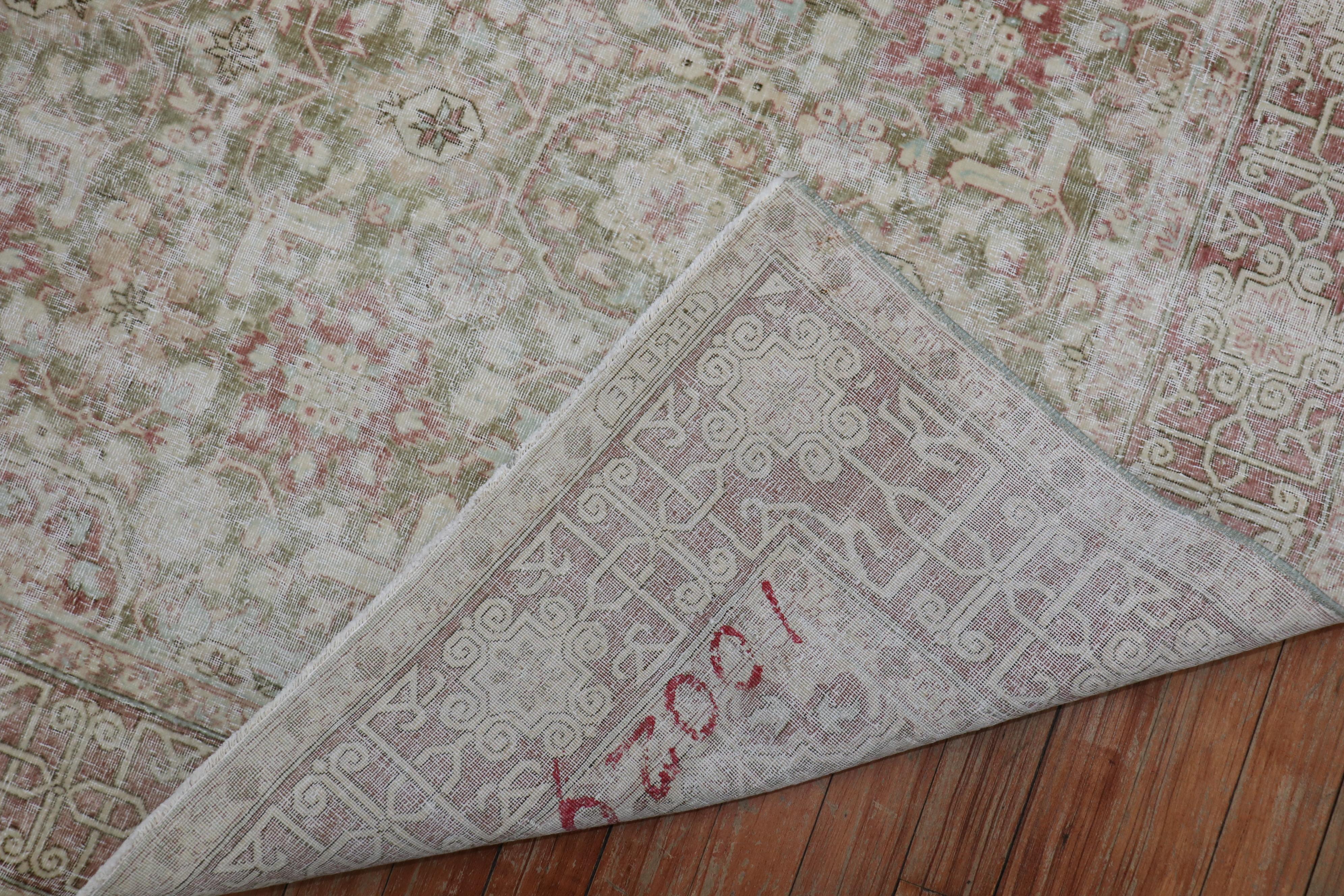 Colección Zabihi Alfombra Hereke Turca Verde Desgastada Campaña en venta