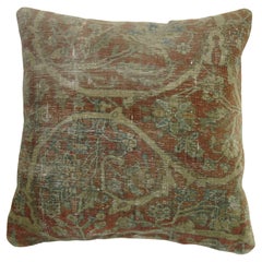 Zabihi Collection Worn Mohtasham Kashan Rug Pillow