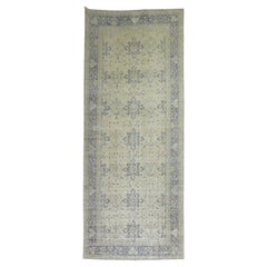 Zabihi Collection Worn Neutral Color Corridor Size Turkish Rug