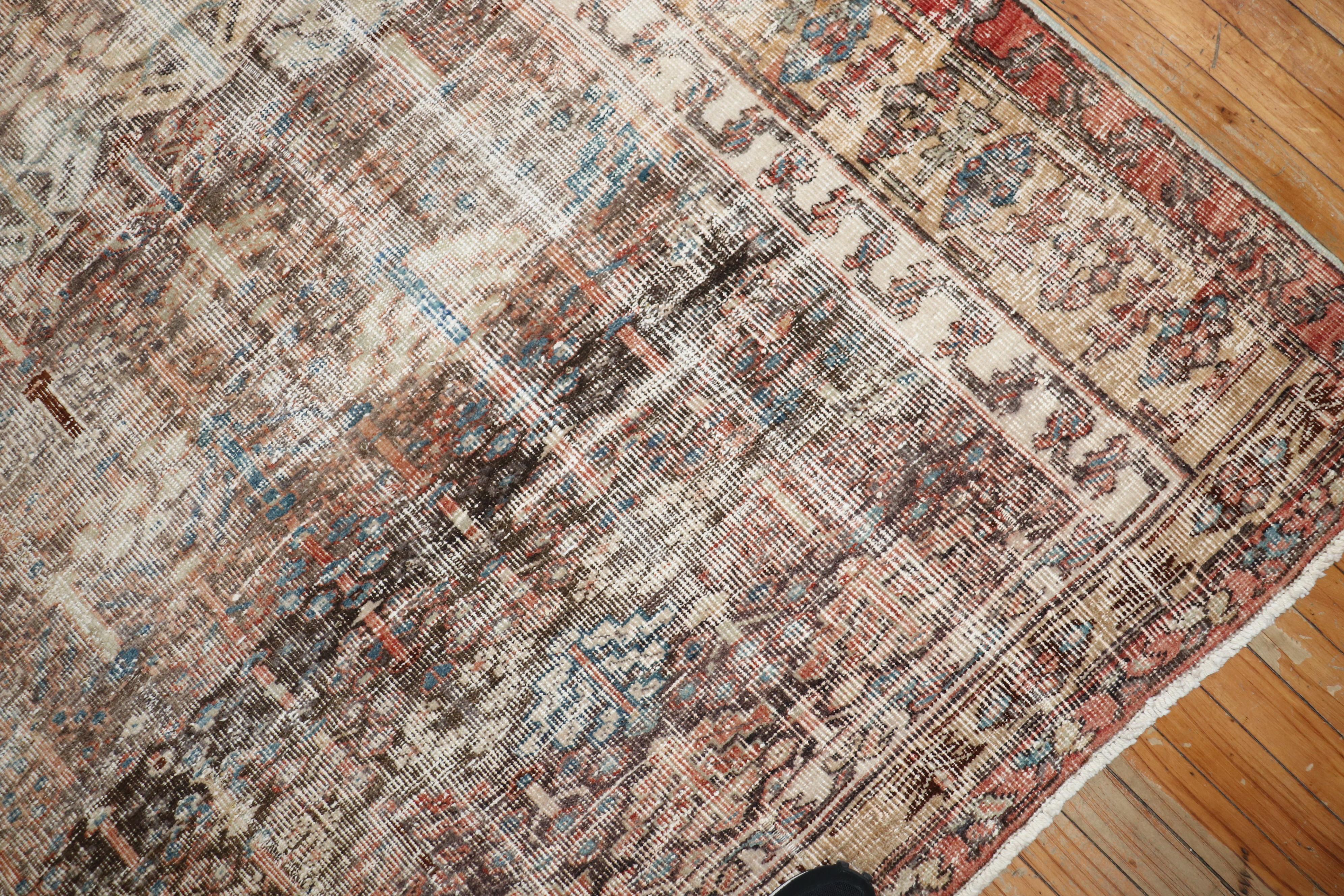 20th Century Zabihi Collection Worn Persian Corridor Size Rug For Sale