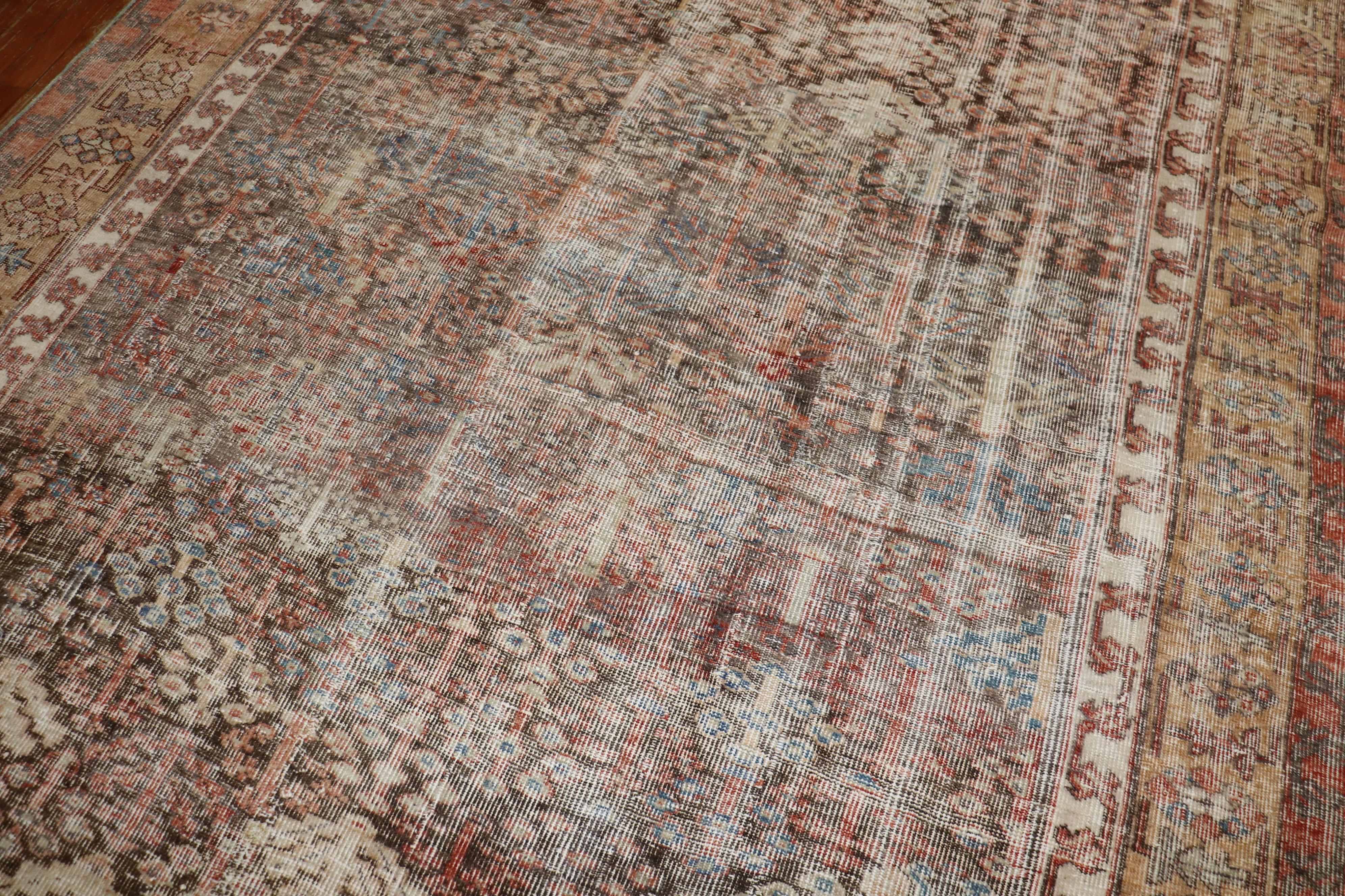 Wool Zabihi Collection Worn Persian Corridor Size Rug For Sale