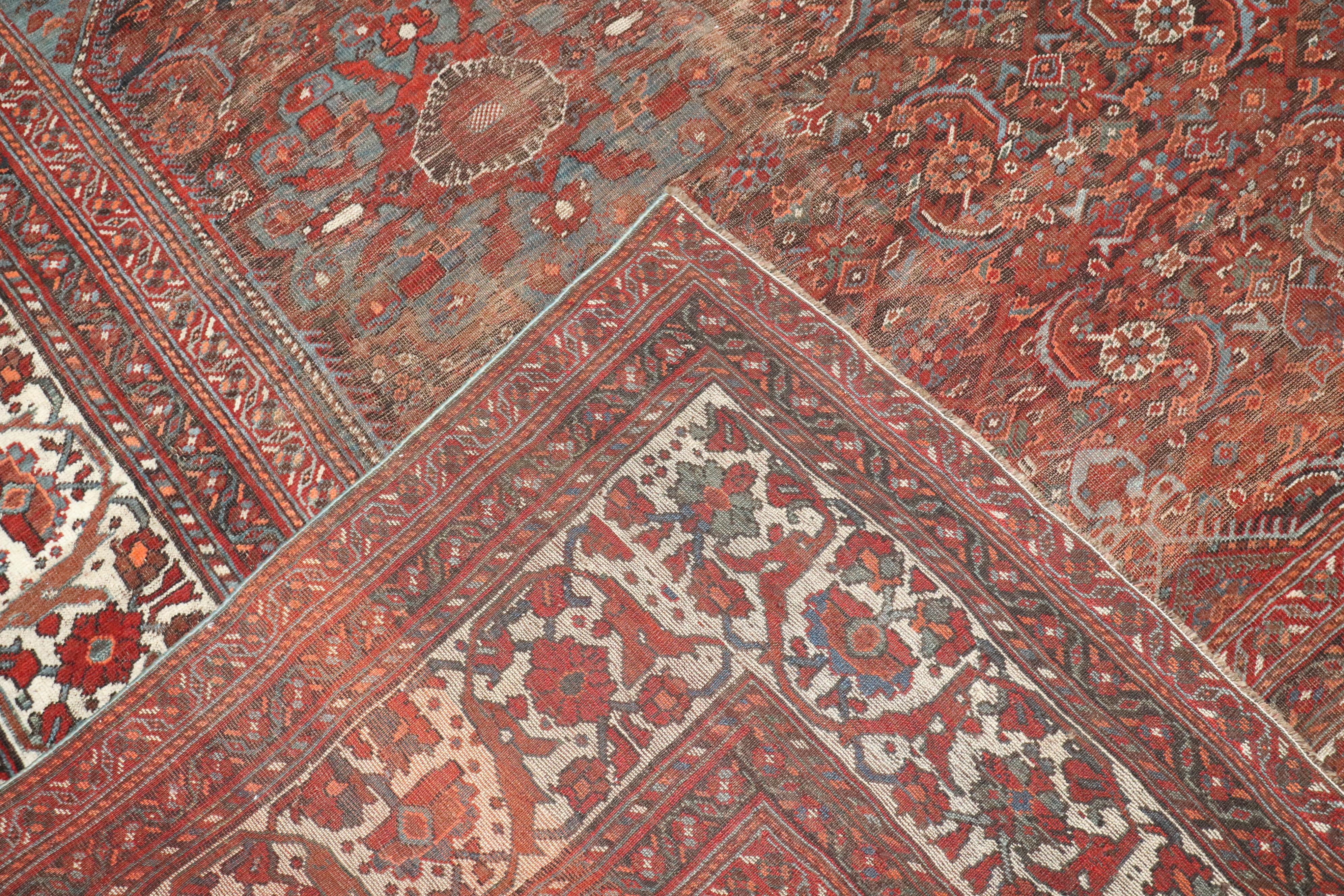 20th Century Zabihi Collection Worn Persian Large SquareTribal Shiraz Rug For Sale