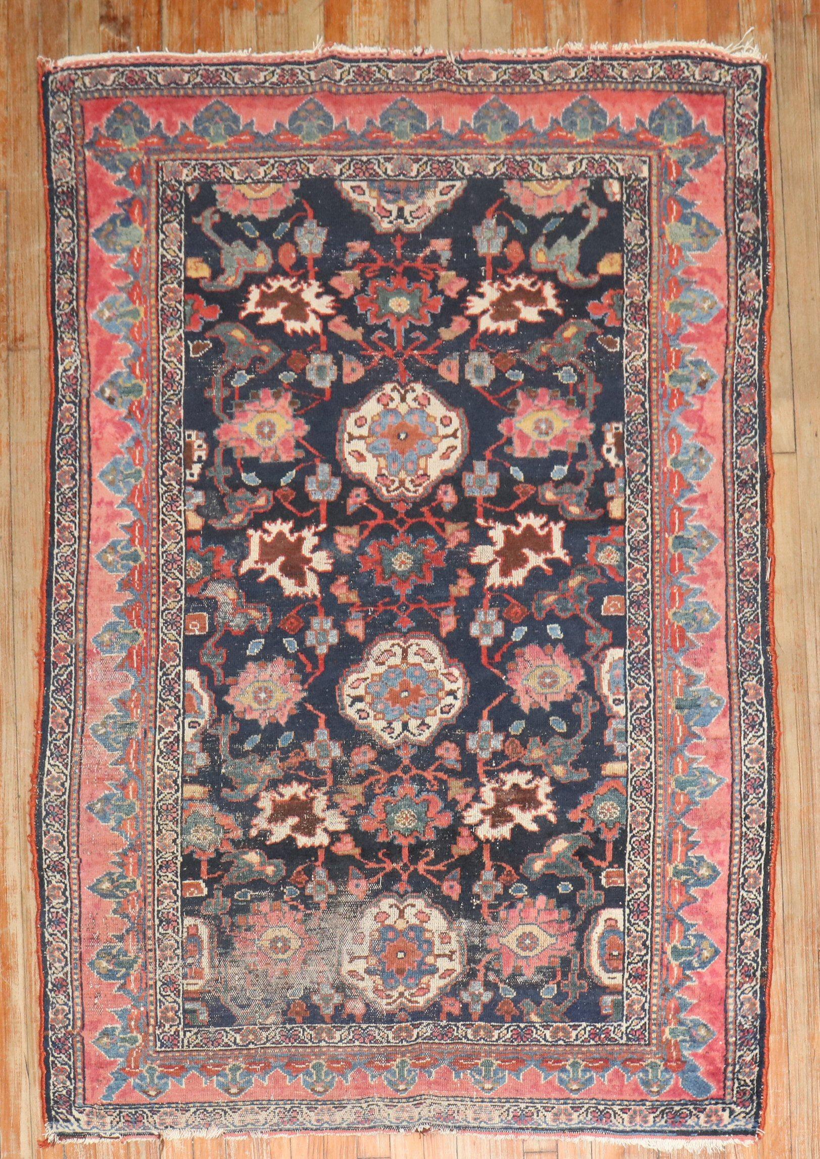 Zabihi Collection Worn Persian Malayer Rug For Sale 1