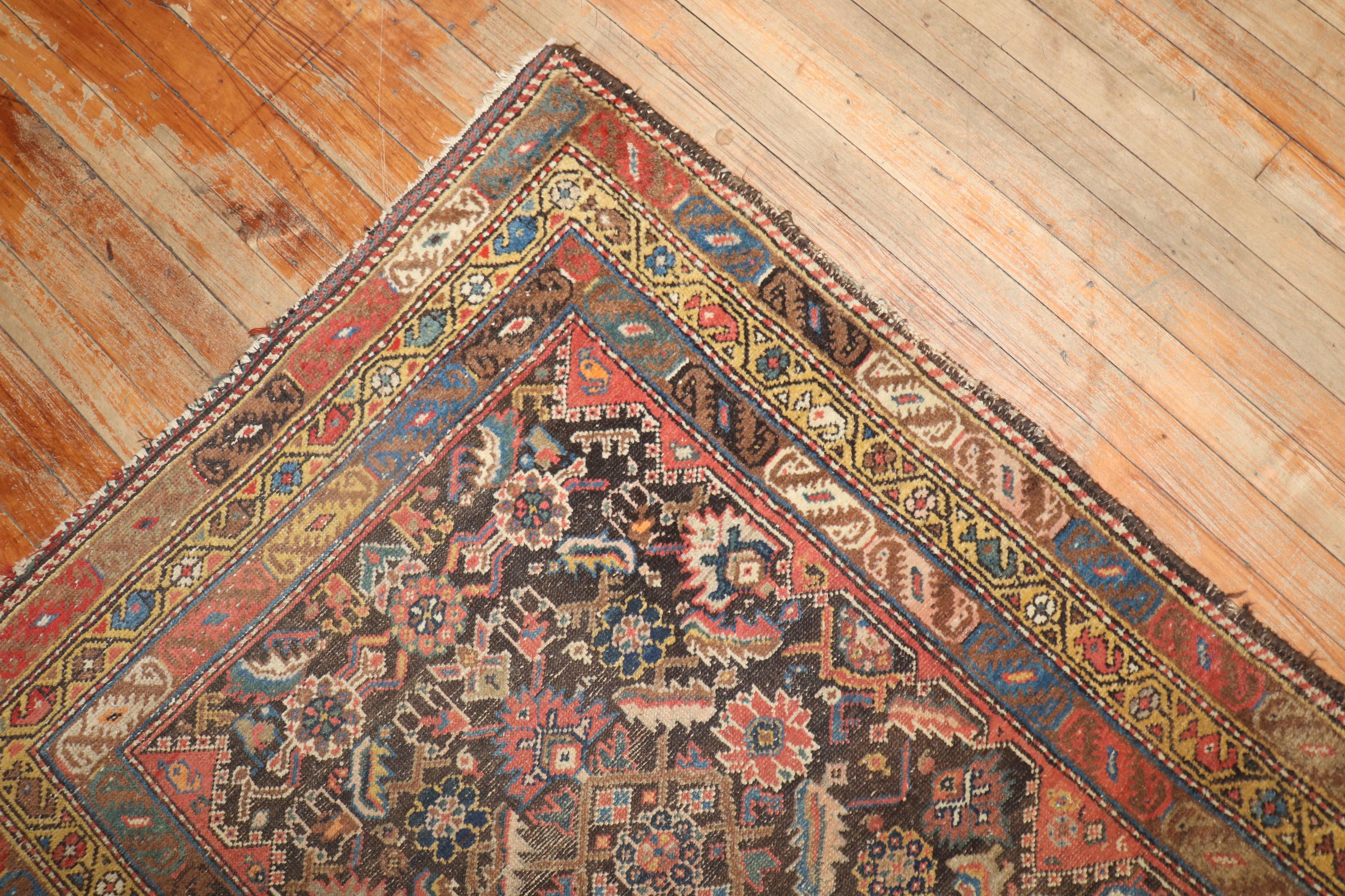 Hand-Woven Zabihi Collection Worn Persian Runner For Sale