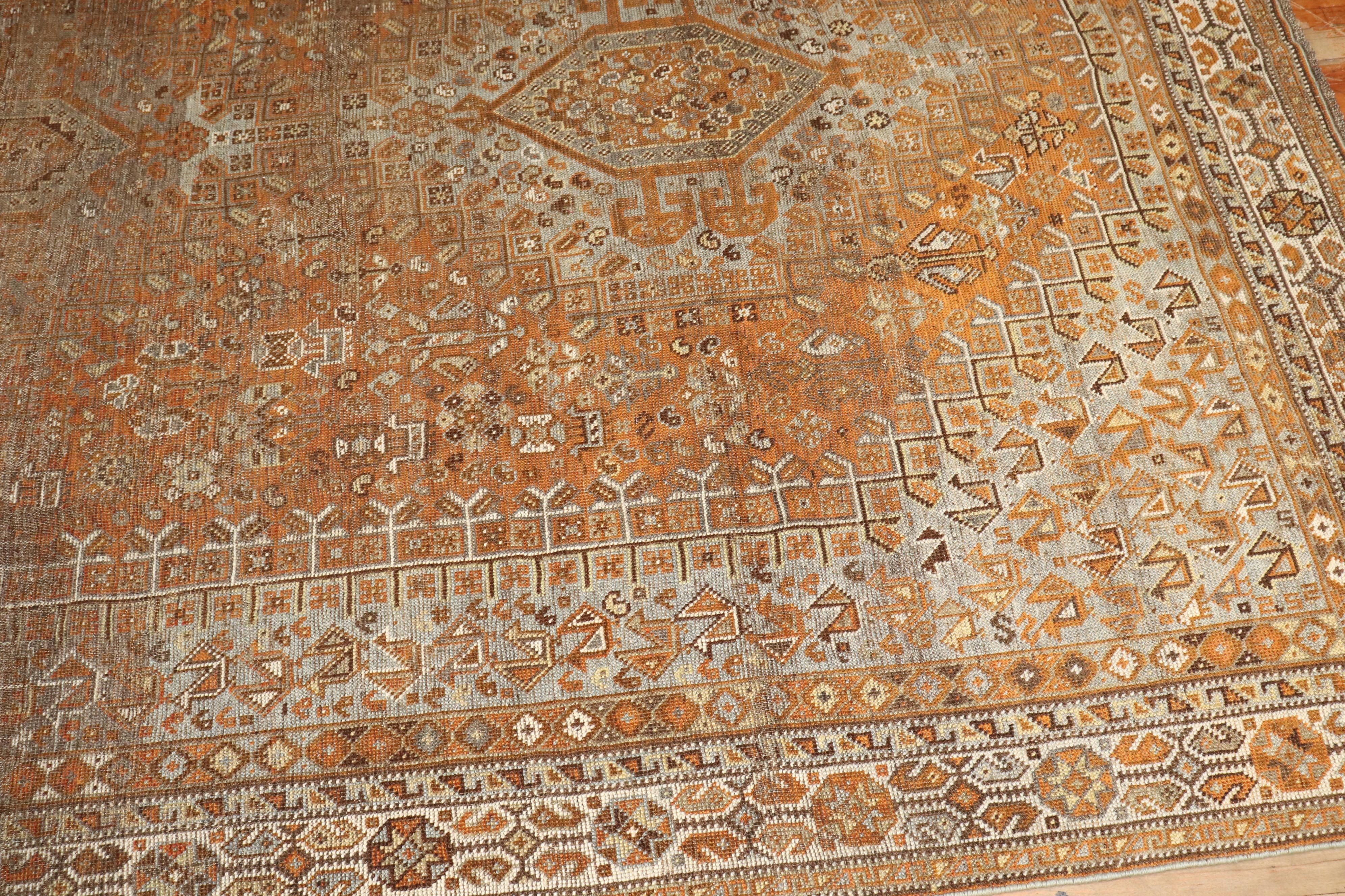 Zabihi Collection Worn Persian Tribal Shiraz Rug For Sale 4