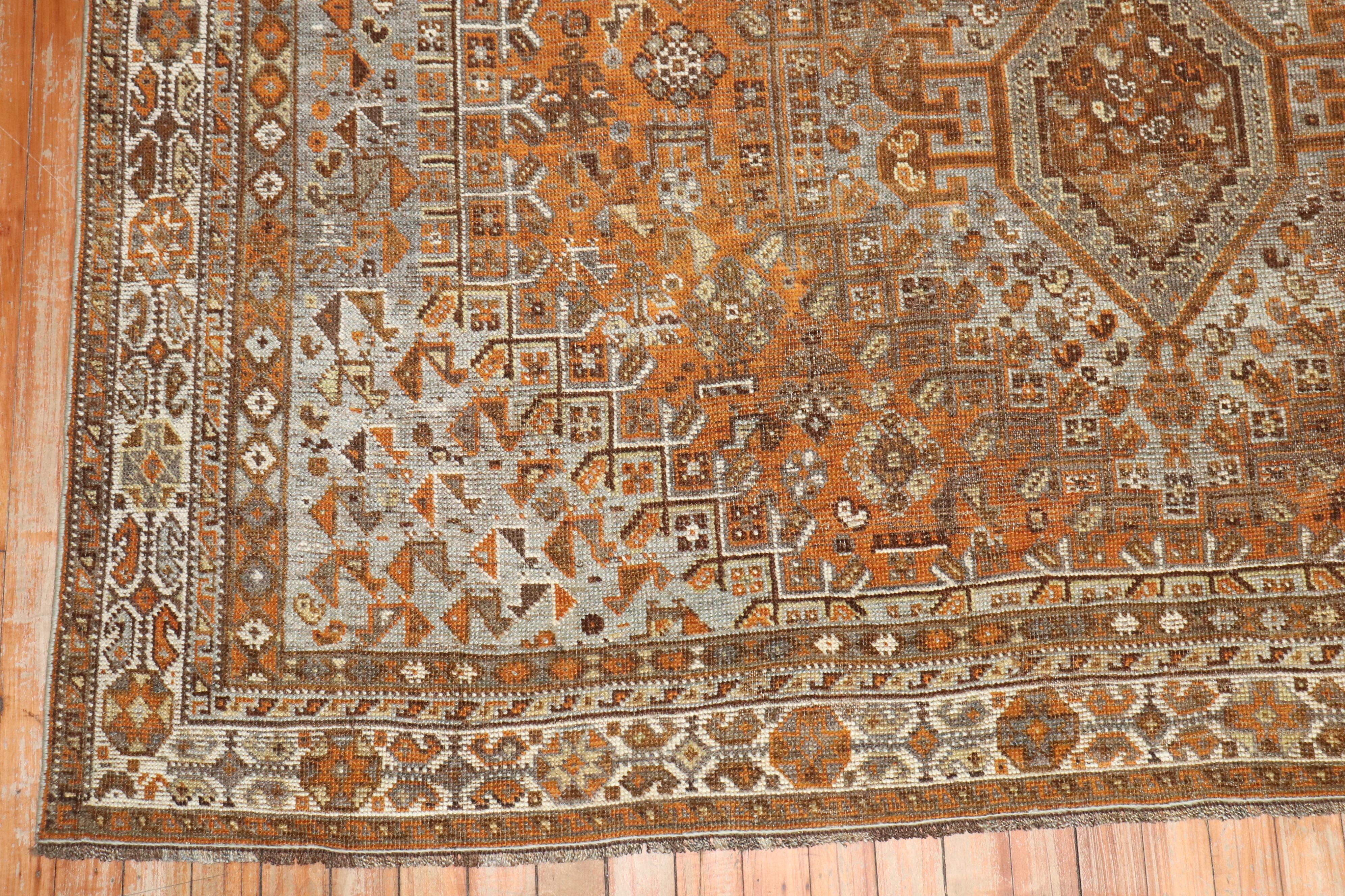 Tabriz Zabihi Collection Worn Persian Tribal Shiraz Rug For Sale