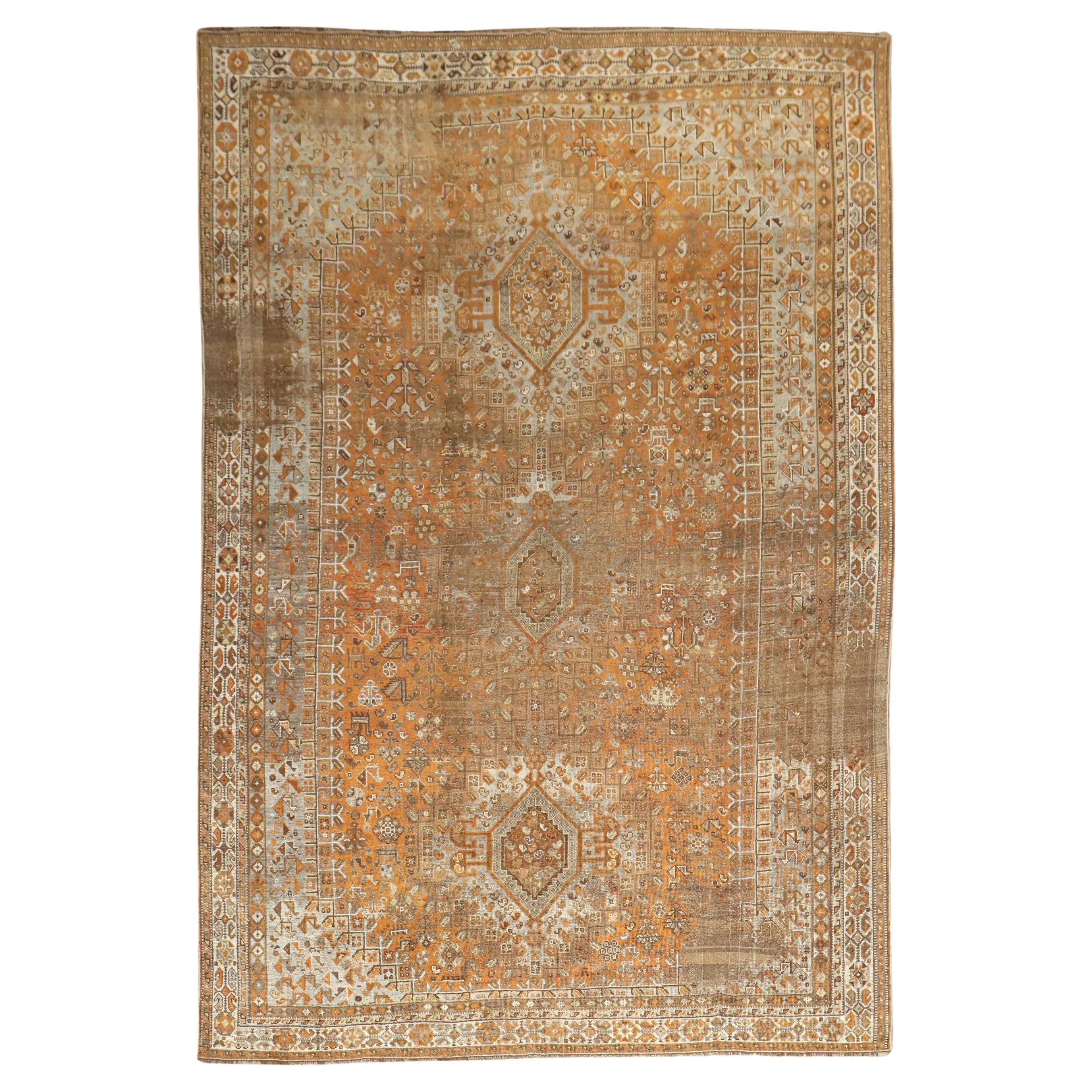 Zabihi Collection Worn Persian Tribal Shiraz Rug