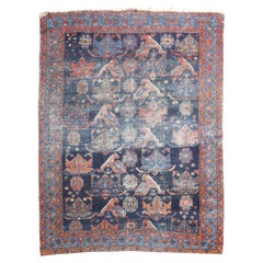 Zabihi Kollektion getragener antiker persischer kleiner quadratischer Stammeskunst-Teppich