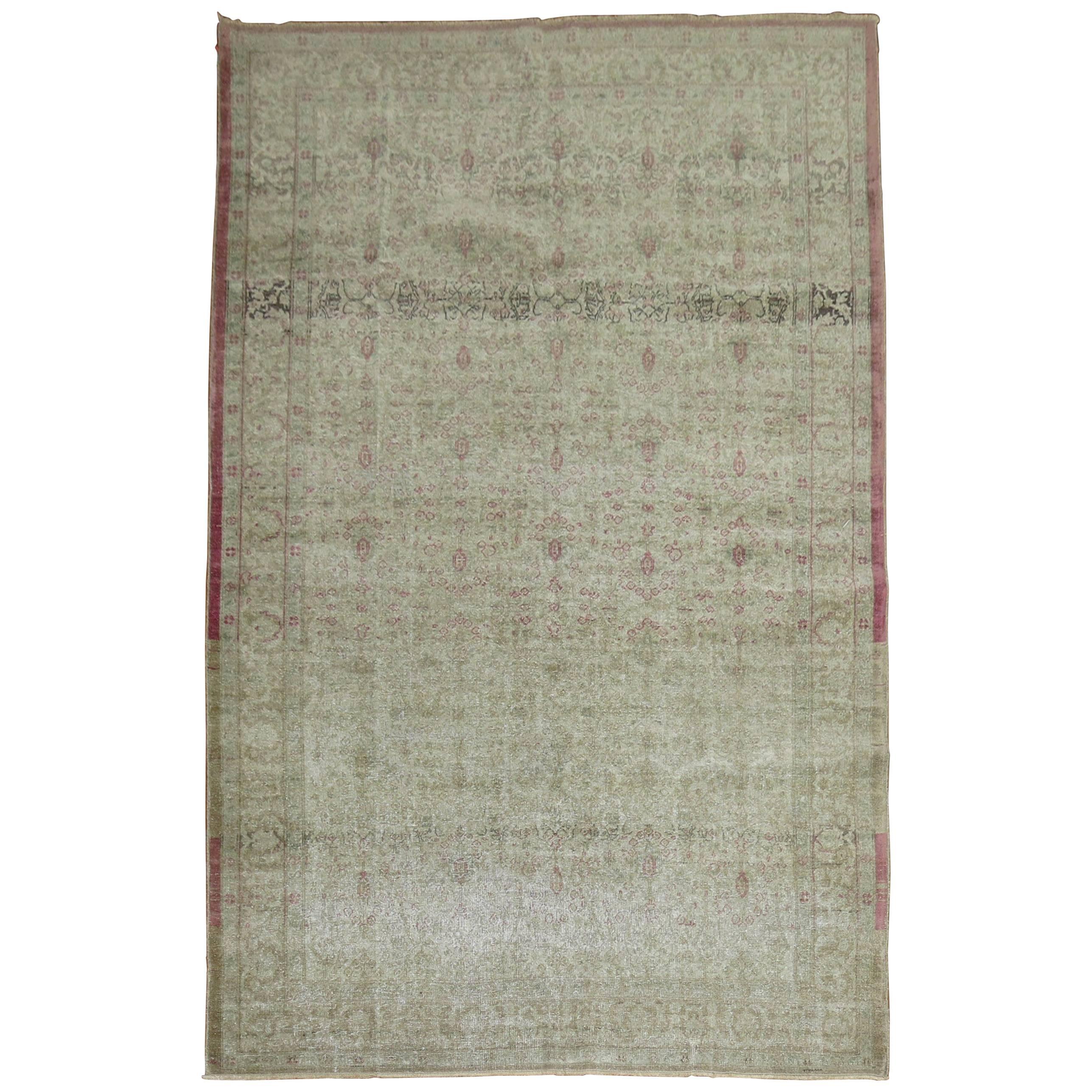 Zabihi Collection Worn Turkish Rug, 6'7'' x 9'8'' For Sale