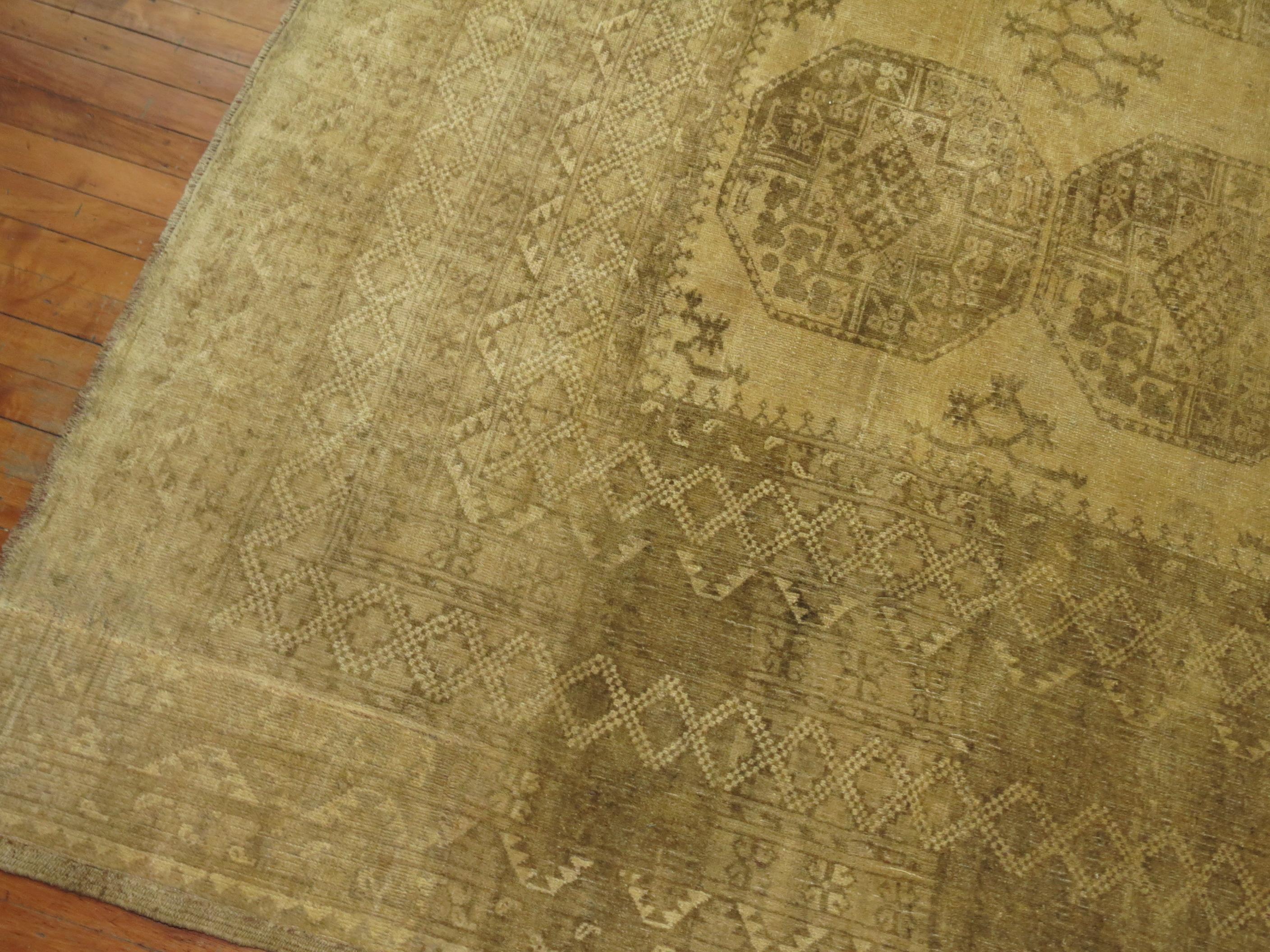 Tapis Tribal Ersari de la Collection Zabihi Jaune Beige Crème en vente 2