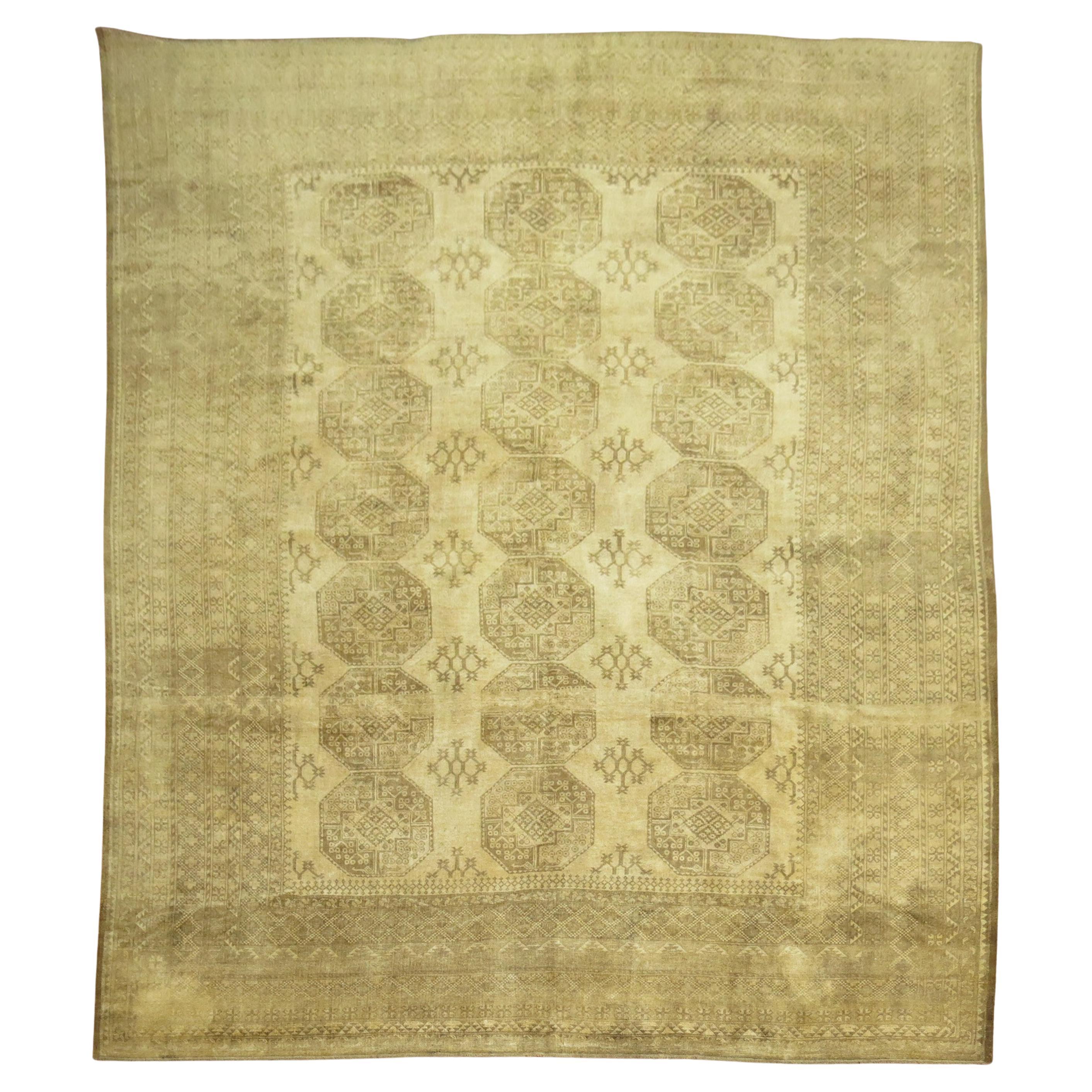 Tapis Tribal Ersari de la Collection Zabihi Jaune Beige Crème