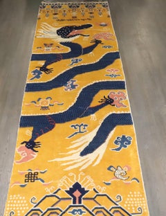 Zabihi Collection Yellow Tibetan Vintage Dragon Pillar Runner