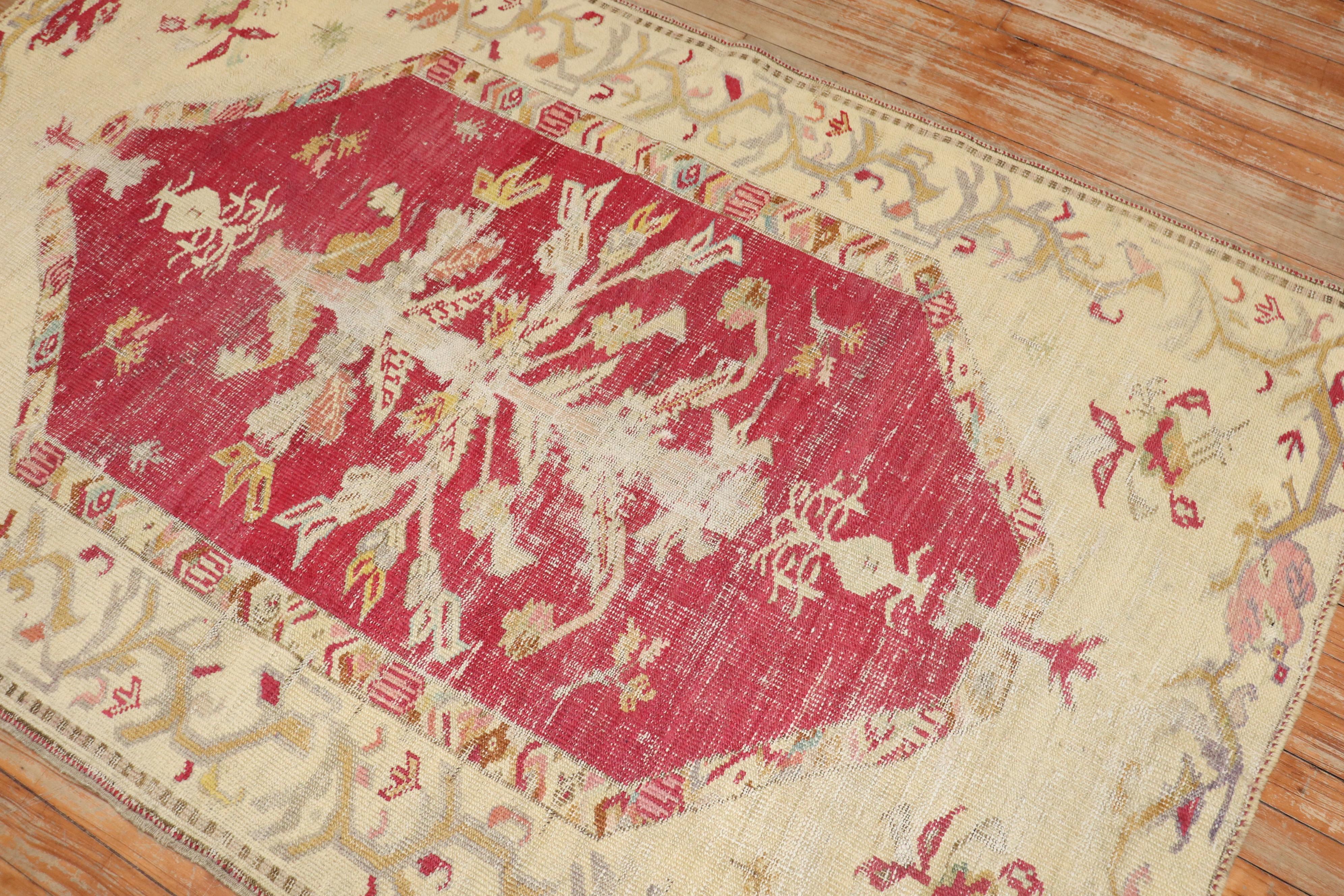 Hand-Knotted Zabihi Collection Late 19th Century Antique Turkish Ghiordes  Rug For Sale