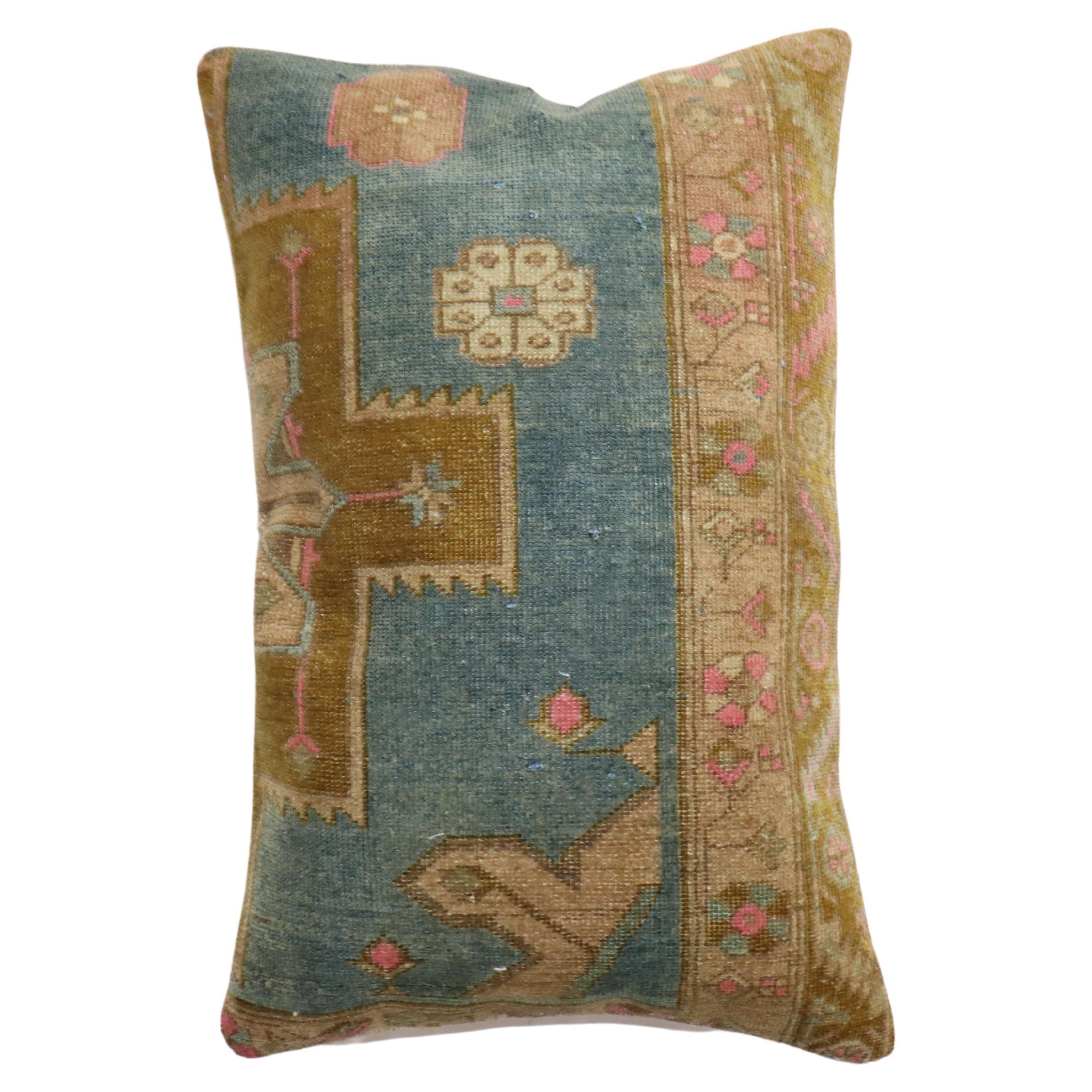 Large Pillow made from a Caucasian Karabagh rug. Polyfill and zipper closure included

Measures: 16'' x 24''.