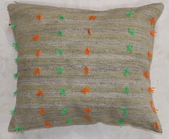Zabihi Colorful Flaring Wool Modern Striped Kilim Pillow