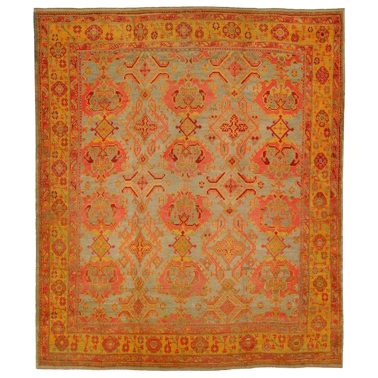 Tappeto Zabihi Collection Tappeto esotico oversize del 20° secolo antico turco Oushak in vendita