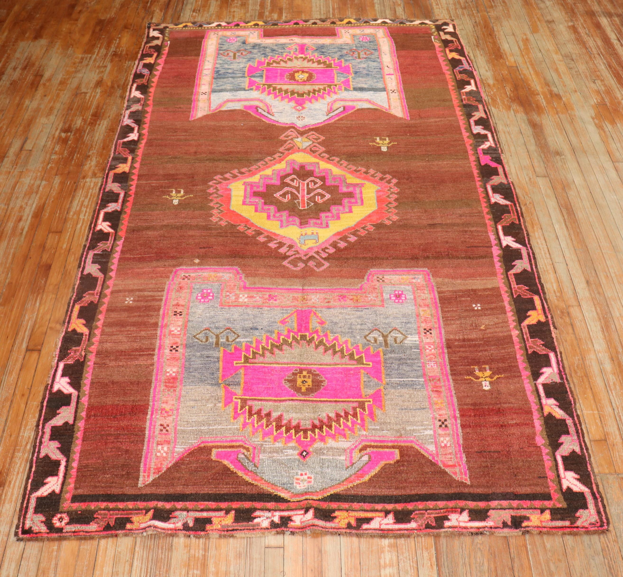 Zabihi Rug Collection Funky Turkish Gallery Rug For Sale 3