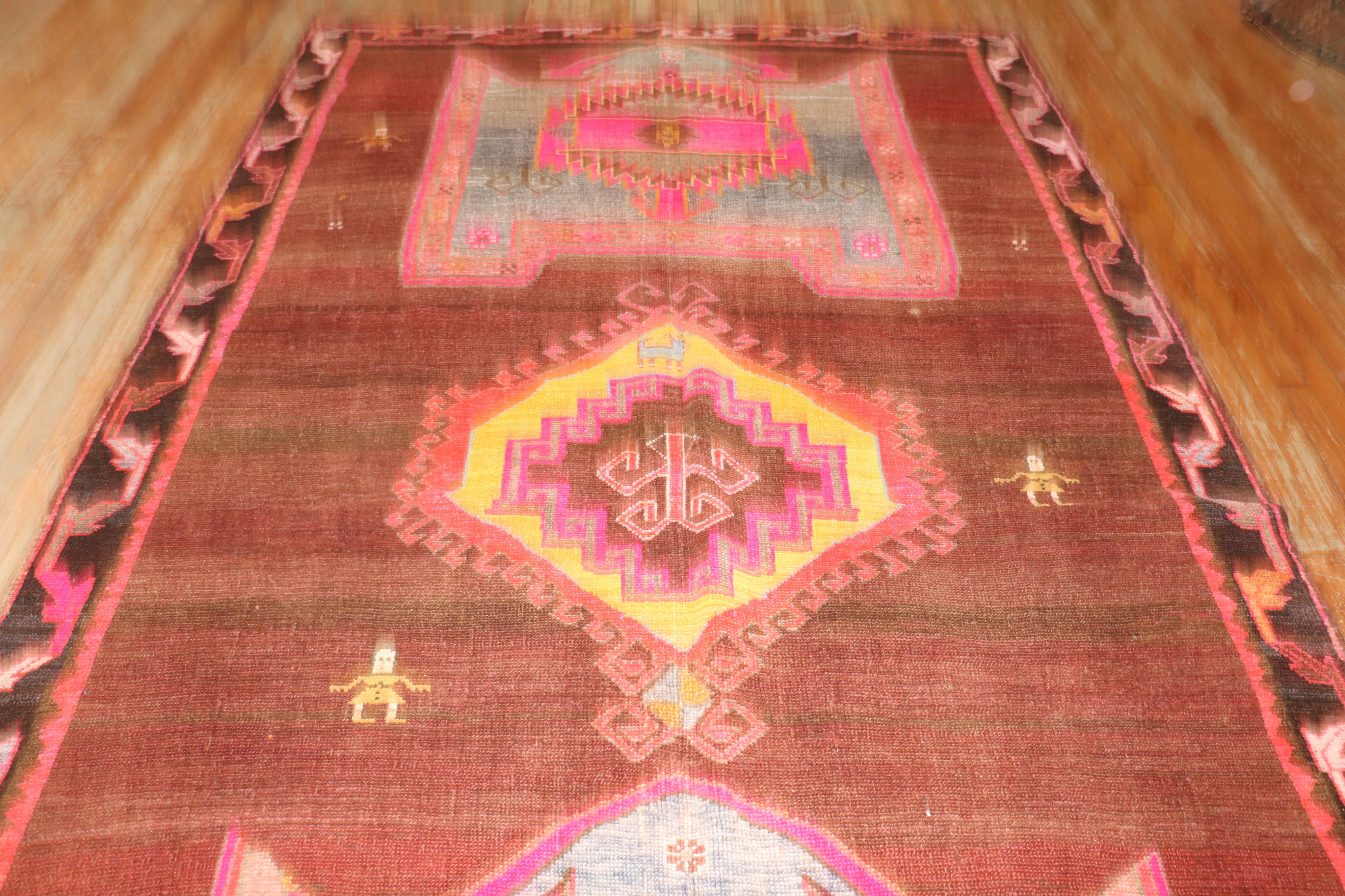 Zabihi Rug Collection Funky Turkish Gallery Rug For Sale 5