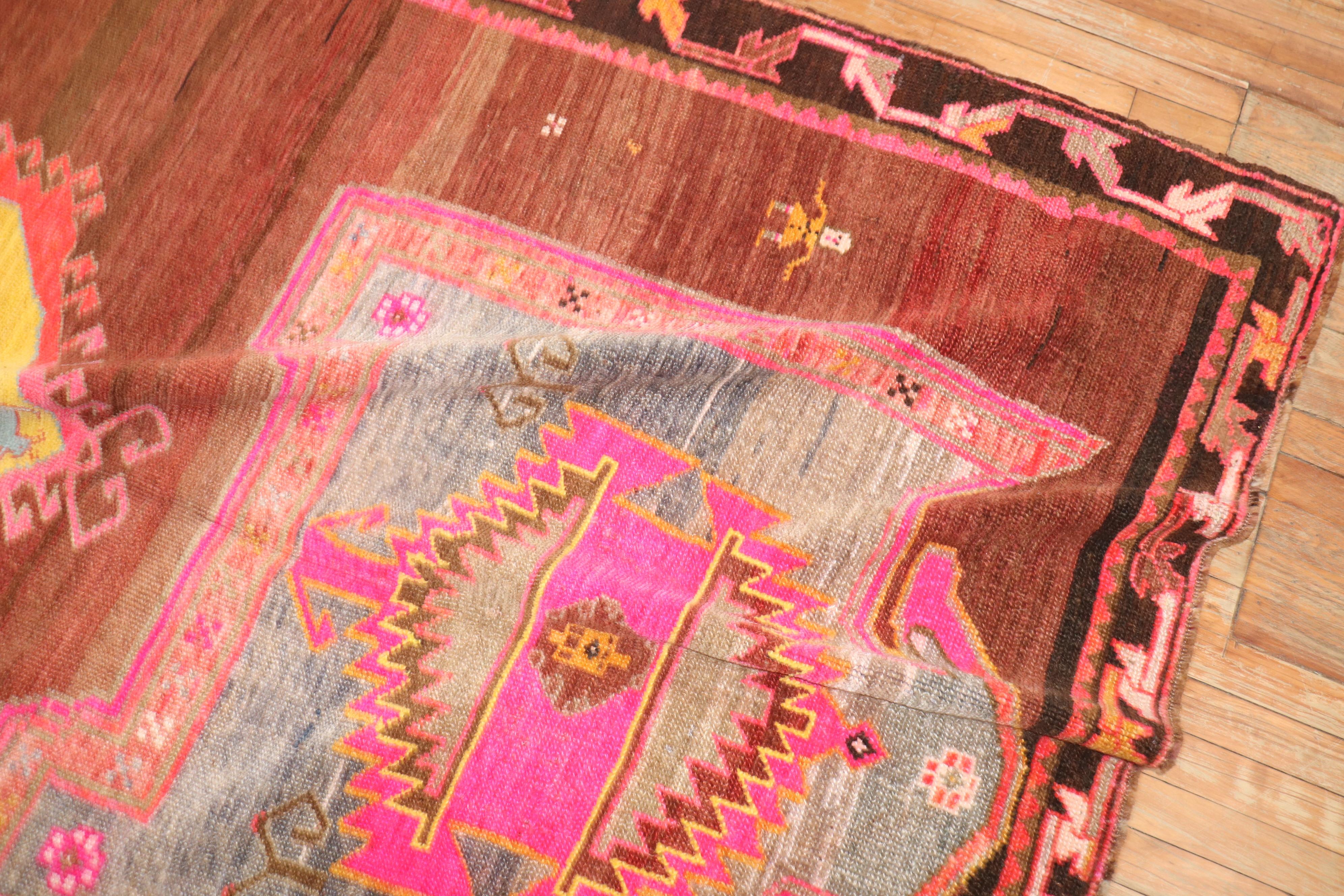 20th Century Zabihi Rug Collection Funky Turkish Gallery Rug For Sale