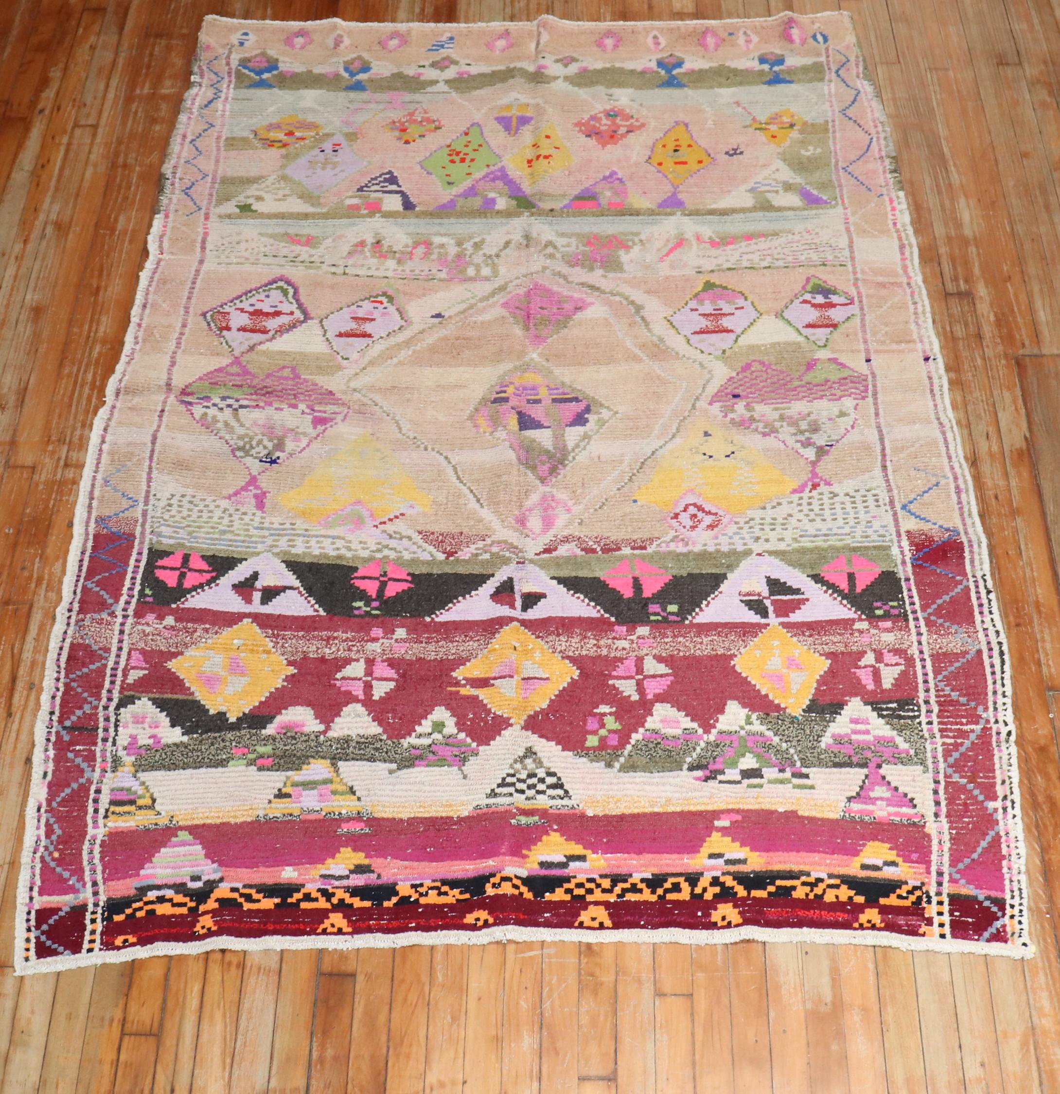 Futurist Zabihi Rug Collection Funky Vintage Turkish Rug For Sale