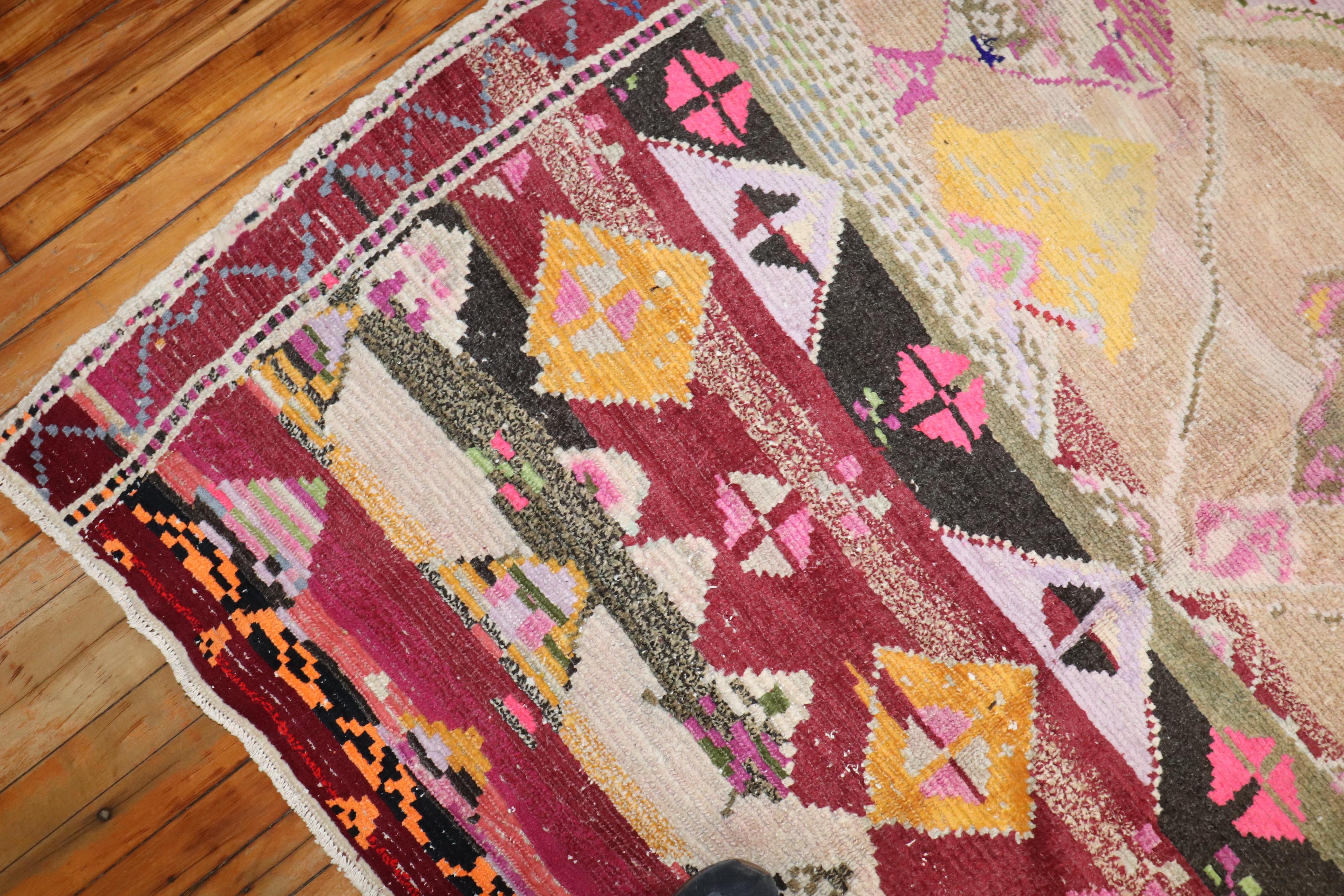 20th Century Zabihi Rug Collection Funky Vintage Turkish Rug For Sale