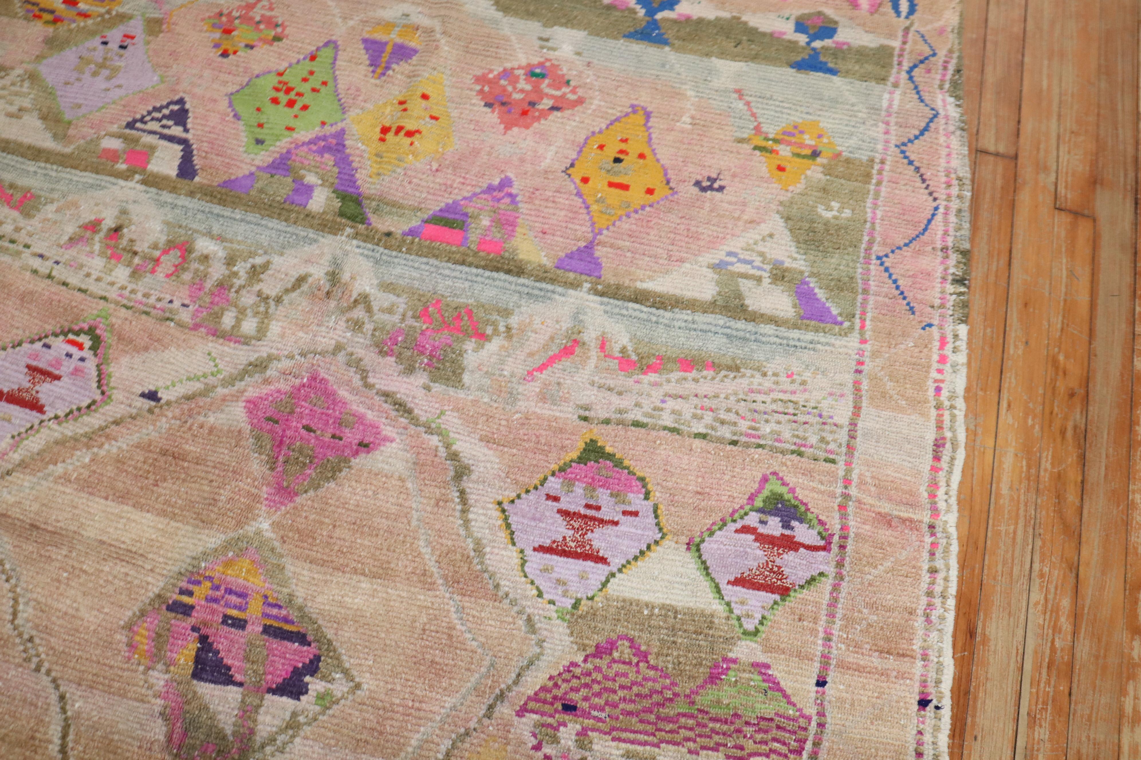 Zabihi Rug Collection Funky Vintage Turkish Rug For Sale 1
