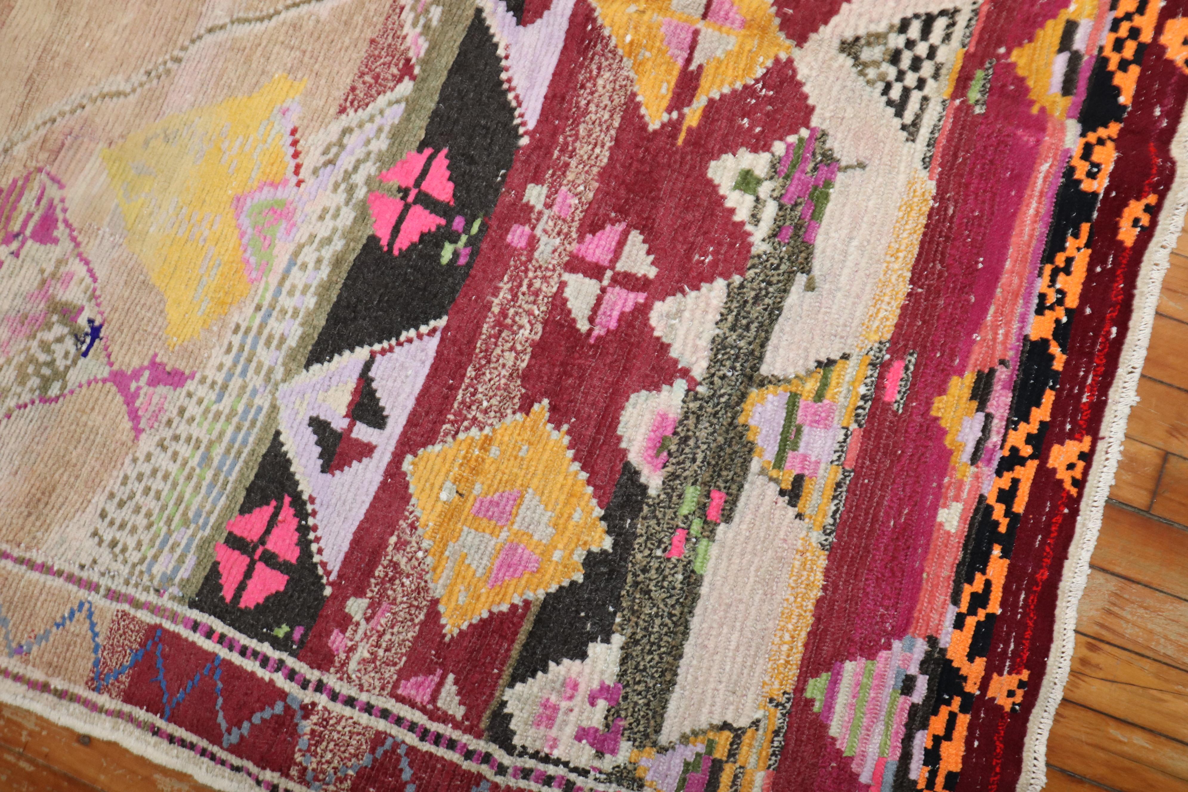 Zabihi Rug Collection Funky Vintage Turkish Rug For Sale 2