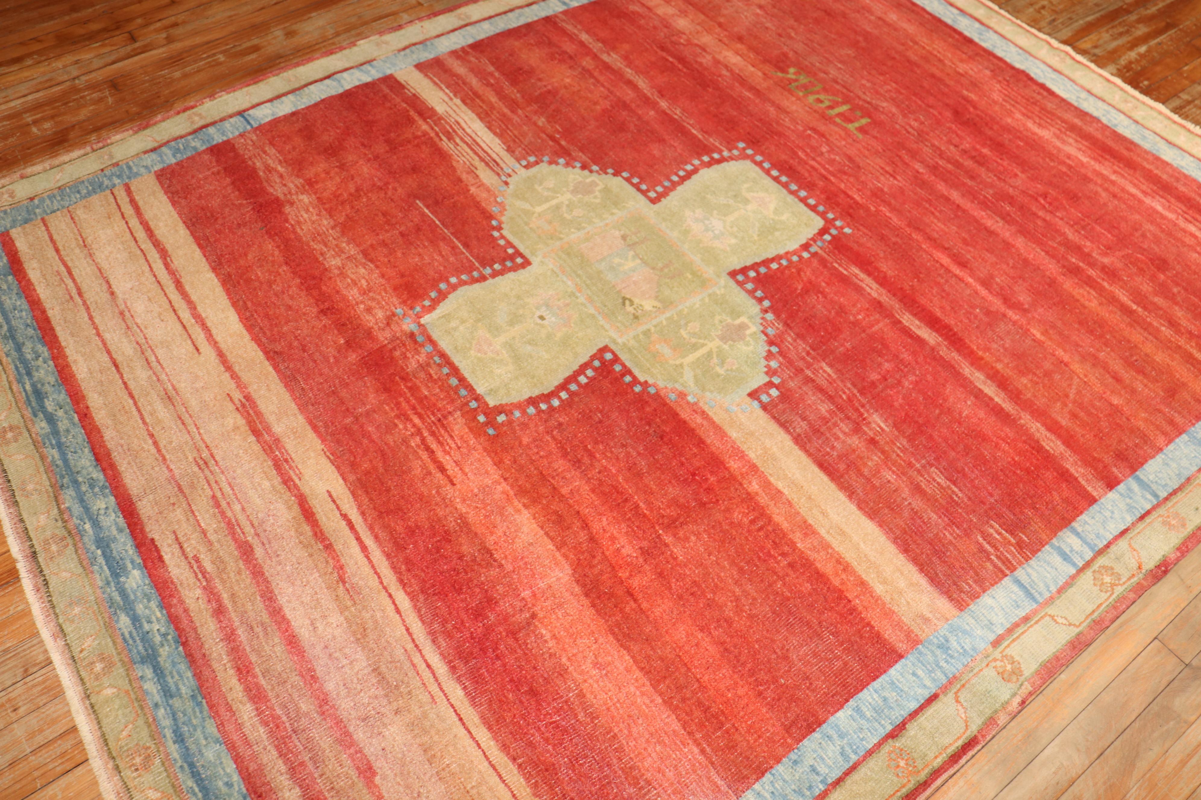 Zabihi Rug Collection Red Turkish Kars Rug Dated 1906 For Sale 4