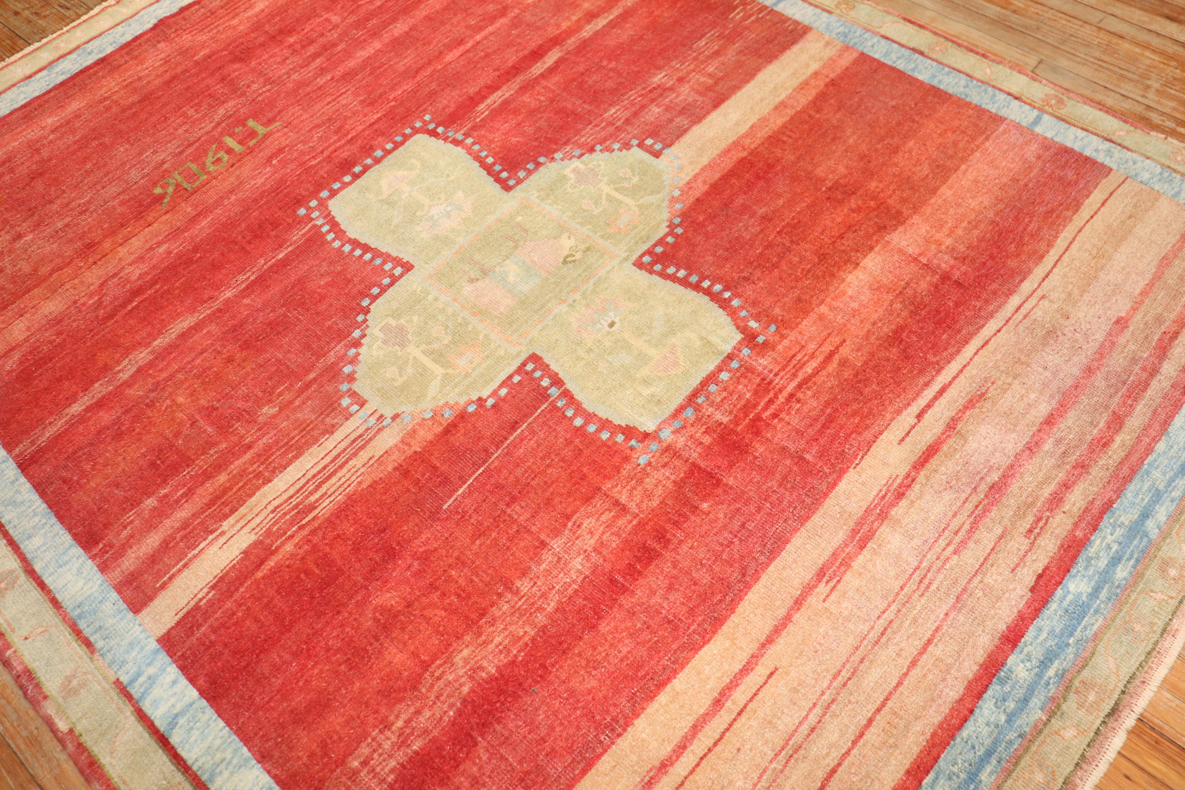 Hand-Knotted Zabihi Rug Collection Red Turkish Kars Rug Dated 1906 For Sale