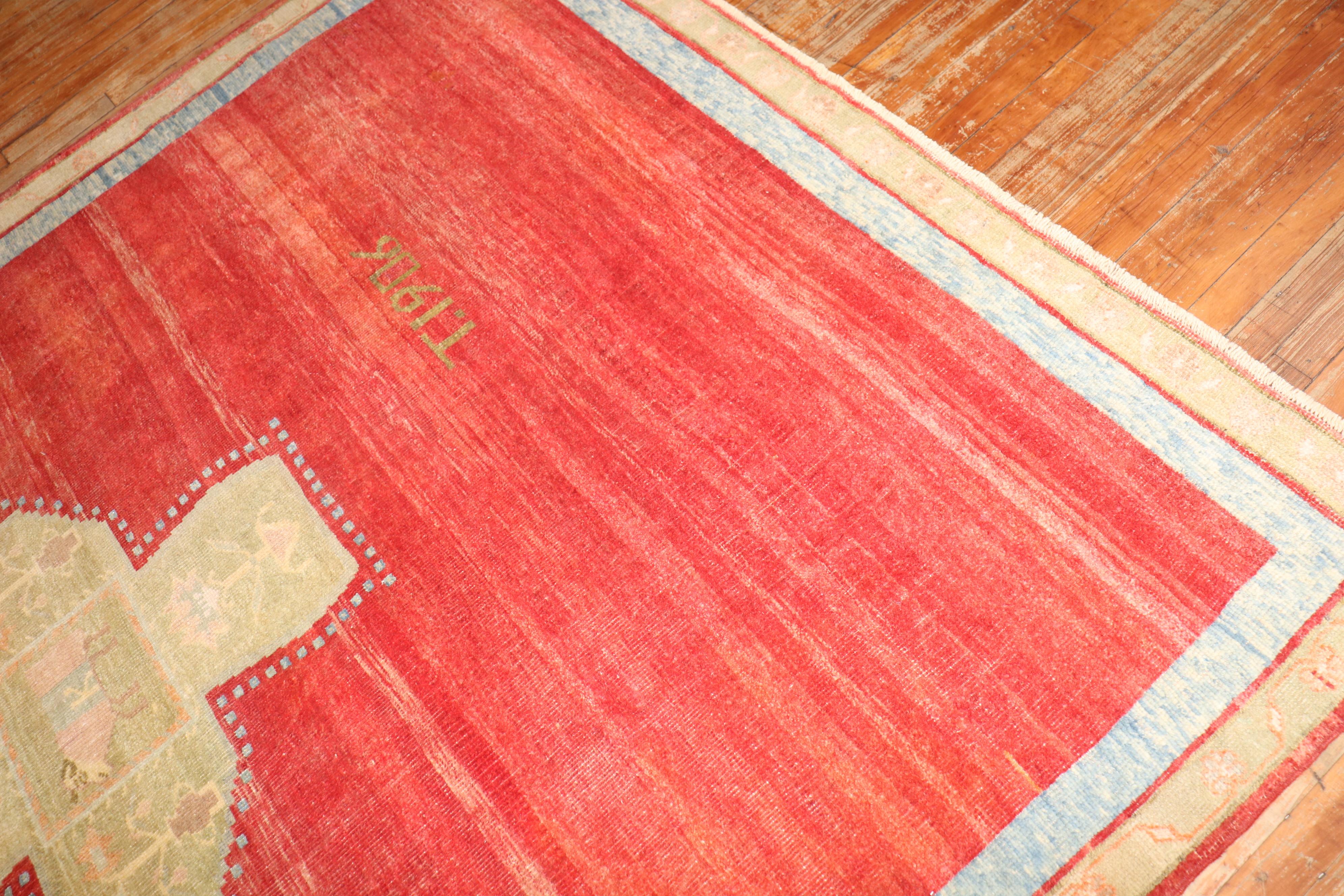 Zabihi Rug Collection Red Turkish Kars Rug Dated 1906 For Sale 2