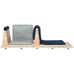 Zabuton-Sofa, handgefertigter japanischer Futon auf modulalem Ahornrahmen, Kvadrat