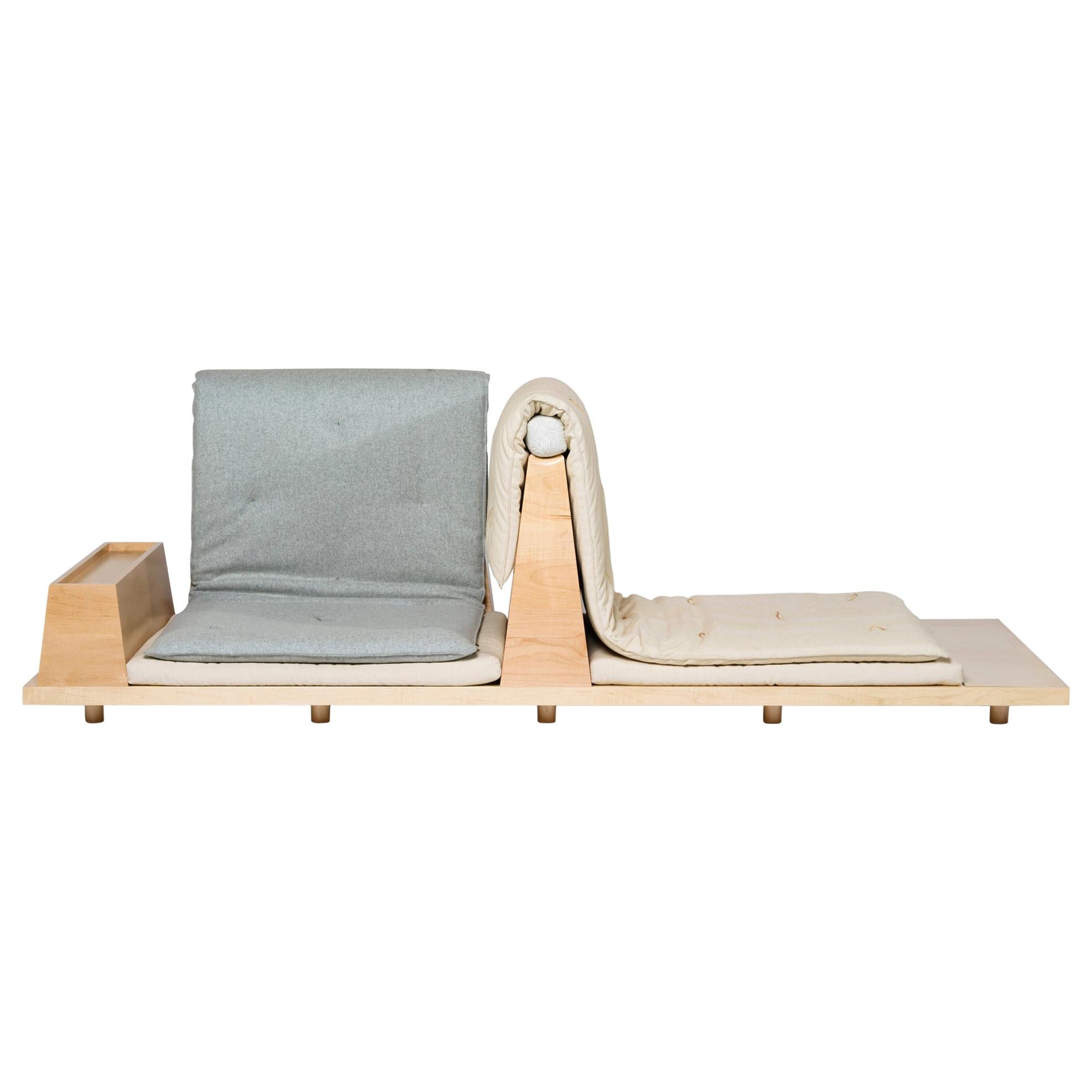 Zabuton Sofa, Handmade Japanese Futon on Modular Maple Frame, Kvadrat For Sale