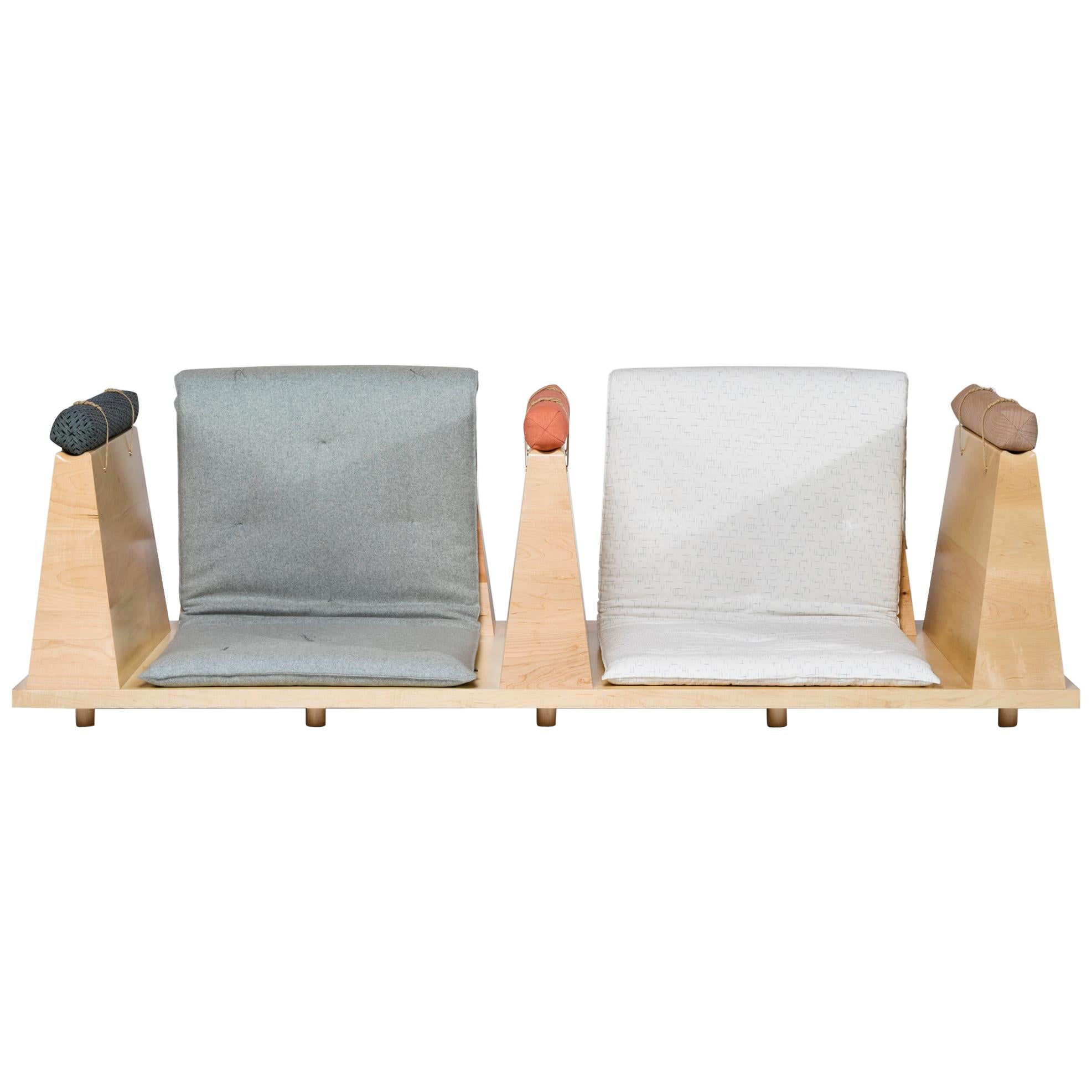Zabuton Sofa, Handmade Japanese Futon on Modular Maple Frame, Kvadrat, Sou Sou For Sale