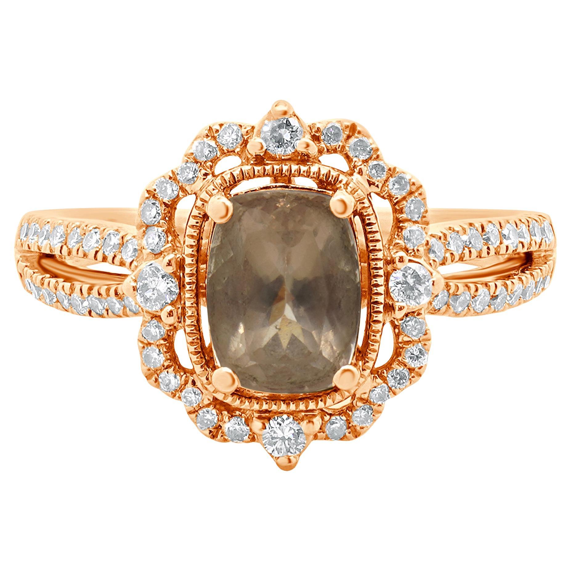 Zac Posen 14 Karat Rose Gold Paulette Morganite and Diamond Ring