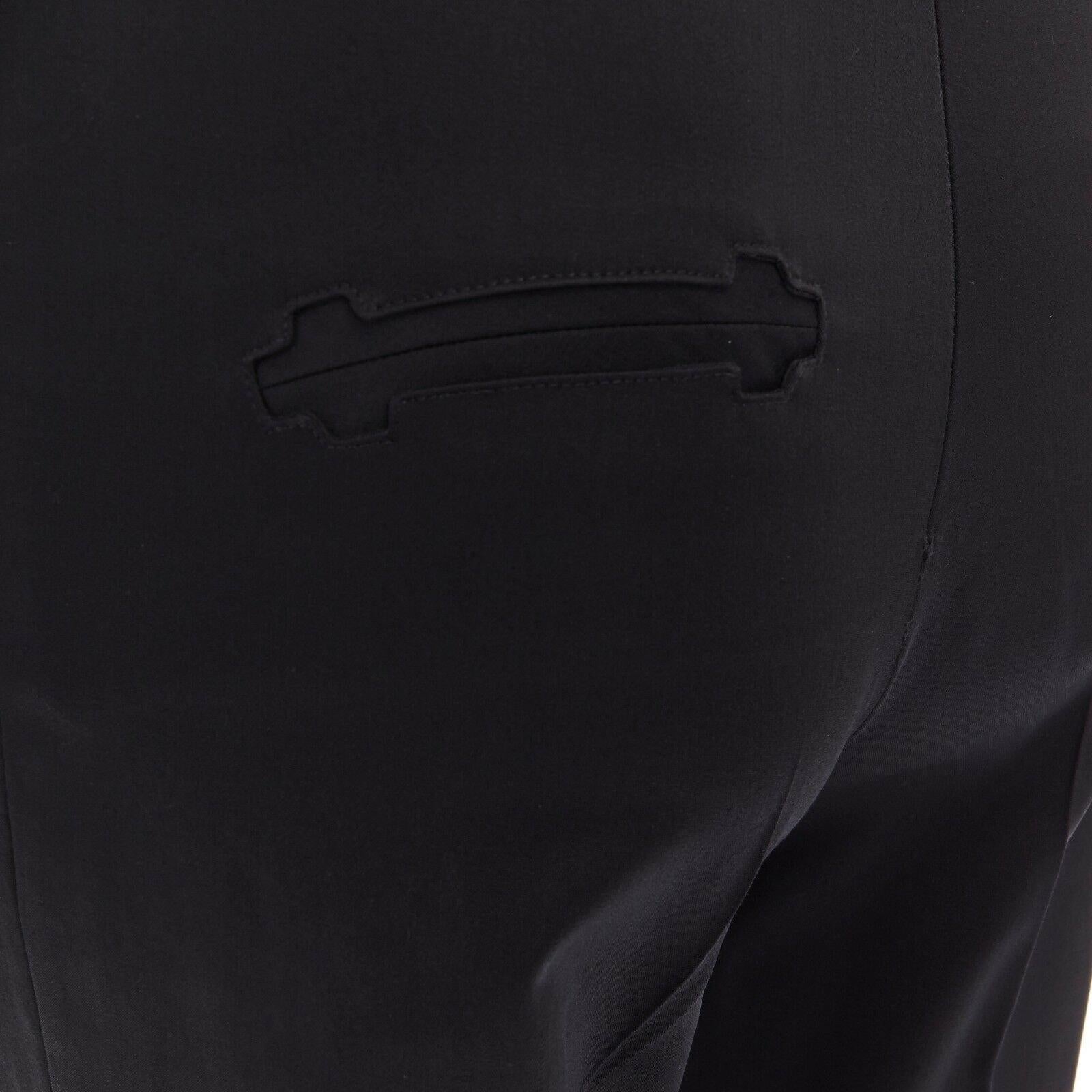 ZAC POSEN black wool blend patterned faux pockets zip back straight leg pants S 2