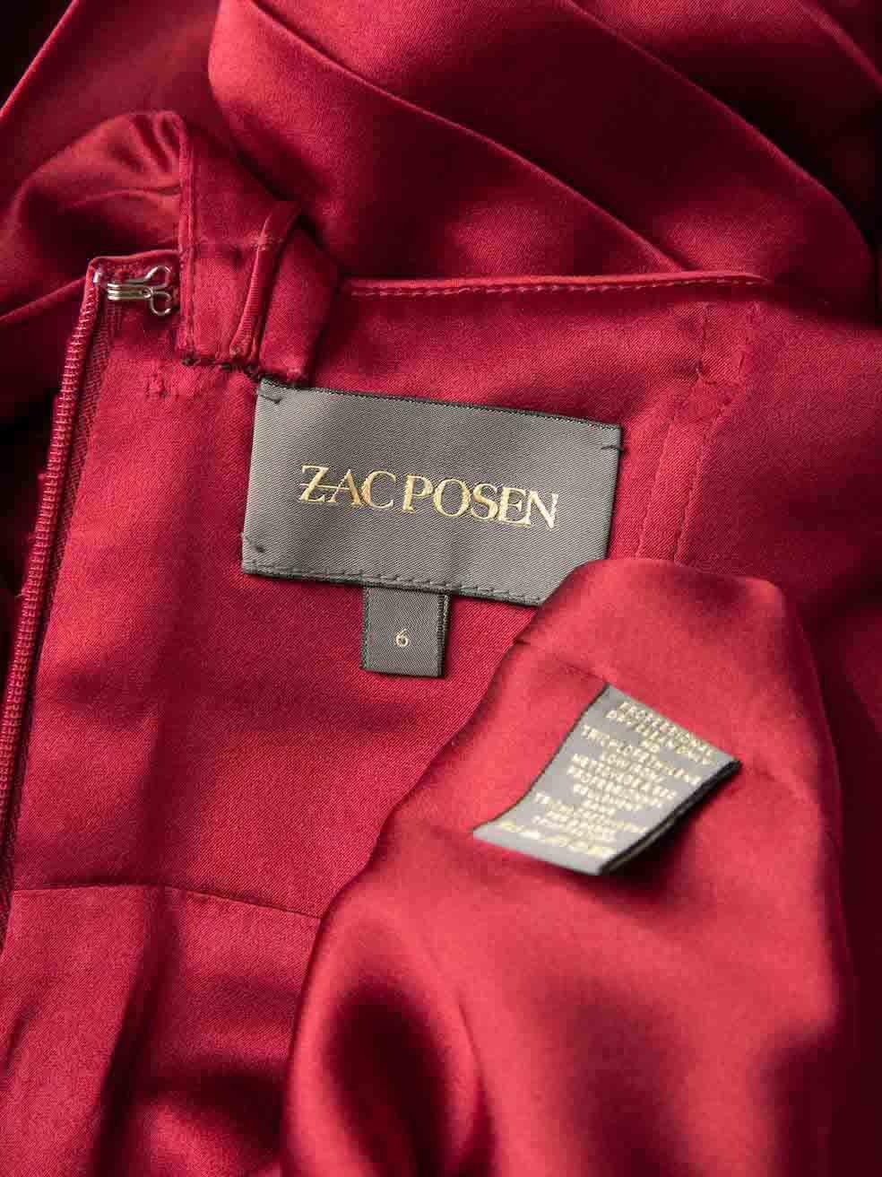 Women's Zac Posen Burgundy Pleat Detail Sleeveless Dress Size M For Sale