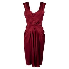 Zac Posen Burgundy Pleat Detail Sleeveless Dress Size M