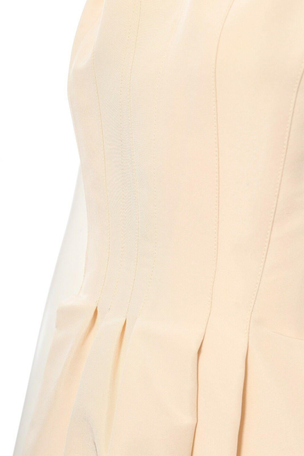 Women's ZAC POSEN cream beige 100% silk cap sleeve paneled constructed flared dress US0
