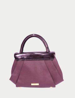 Zac Posen Eartha Top Handle Bag aus dunkelviolettem Leder