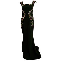 Robe verte Zac Posen avec broderie florale