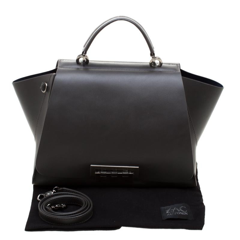 Zac Posen Grey Leather Eartha Iconic Core Top Handle Bag 6
